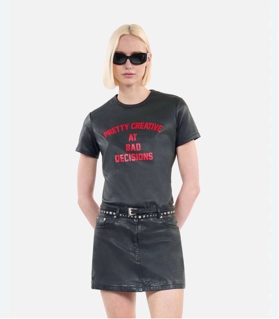 The Kooples NWT The Kooples Lambskin Leather T-Shirt – Size S Size S / US 4 / IT 40 - 2 Thumbnail