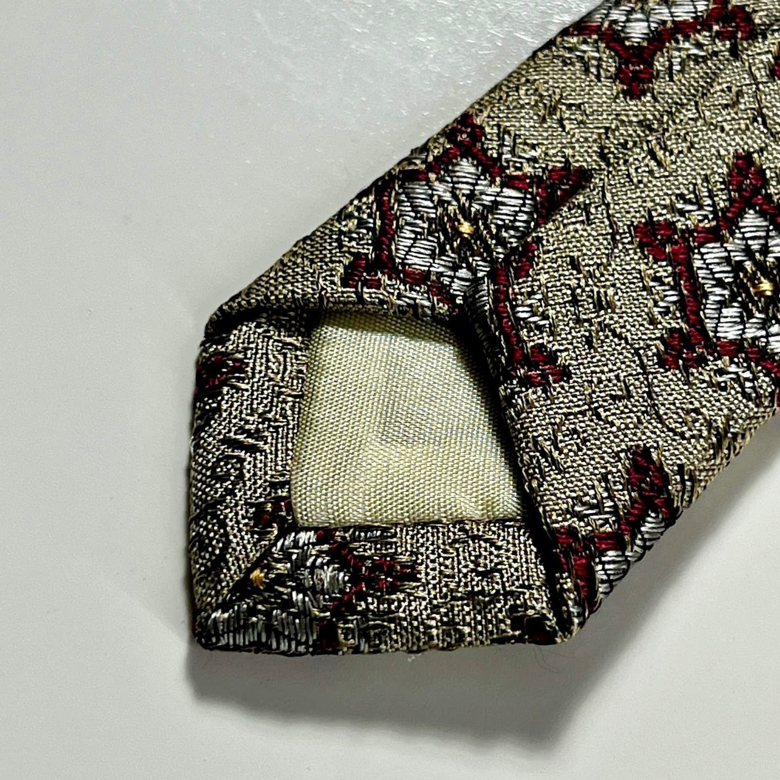 Chloe Chloe Men's Neck Tie Silver Red Blue Pure Silk Woven Necktie Size ONE SIZE - 8 Thumbnail