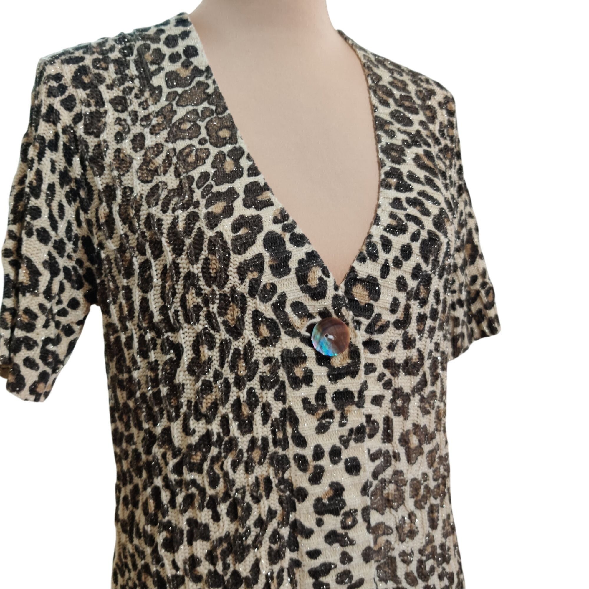 Other Chicos Womens Cardigan Sweater Leopard Animal Print Sequin B Size M / US 6-8 / IT 42-44 - 2 Thumbnail
