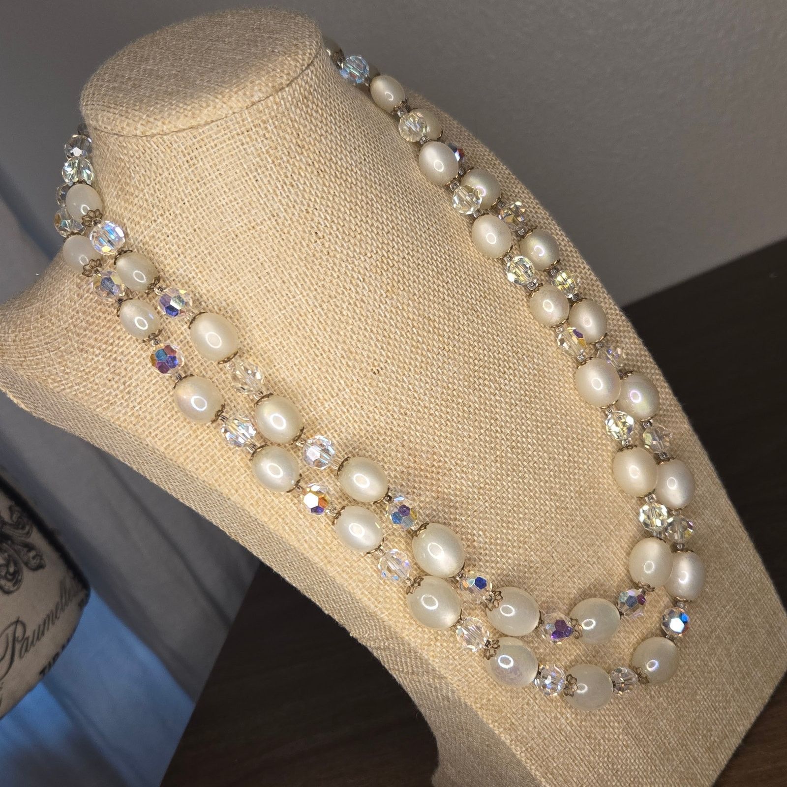 Marella Vintage Marvella Moonglow & Crystal Double Strand Necklace Size ONE SIZE - 1 Thumbnail