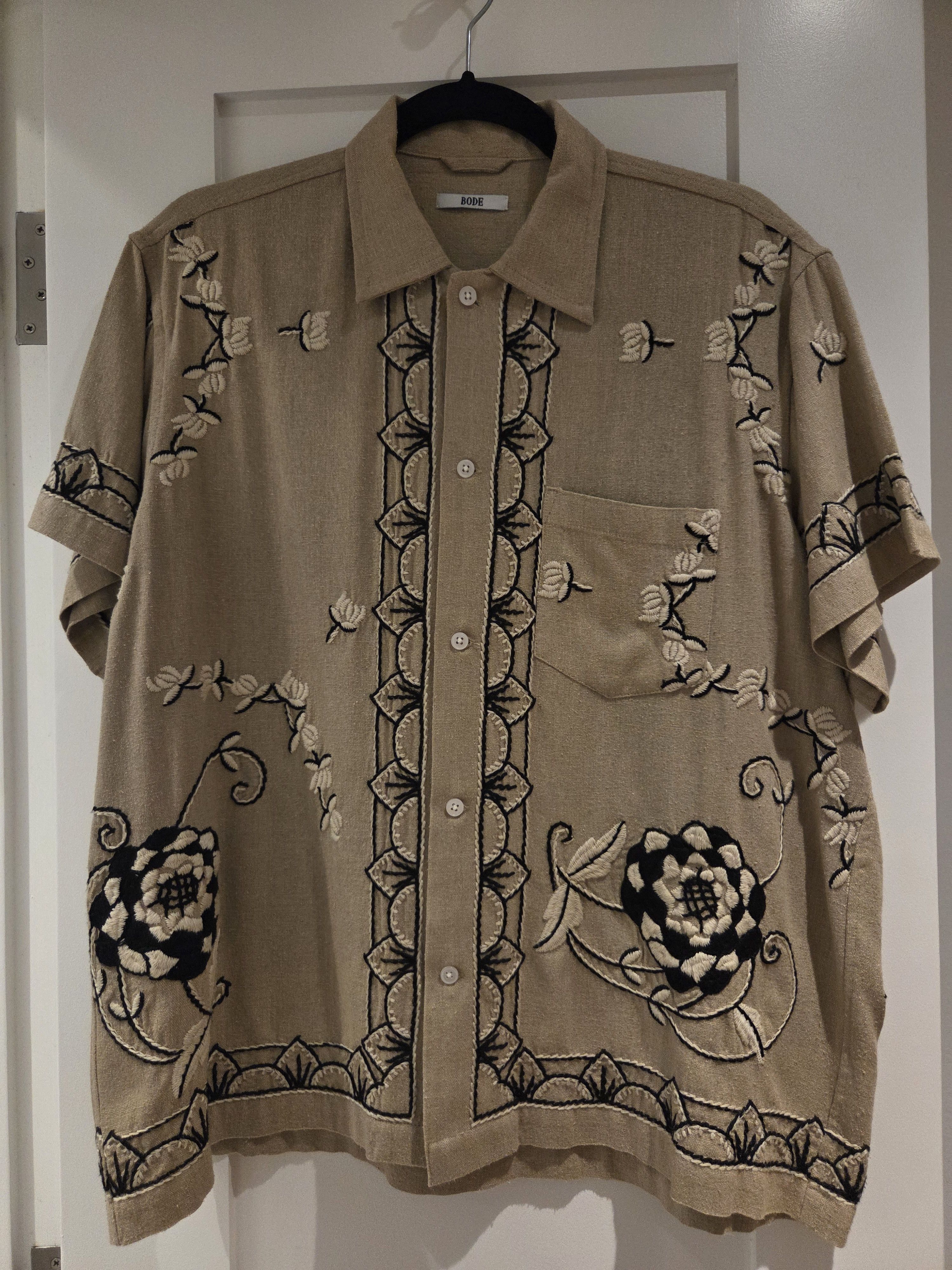 Bode Bode Embroidered Dandelion Short Sleeve Shirt Size US M / EU 48-50 / 2 - 1 Thumbnail