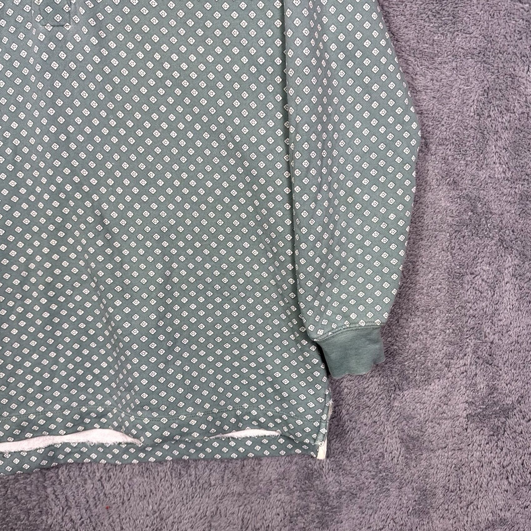 J.Crew VINTAGE J.CREW Sweater Mens S Pullover Knit Wool Cotton Green Rugby All Over Print Geometric - Fall Winter Spring - Mens Size US S / EU 44-46 / 1 - 4 Thumbnail