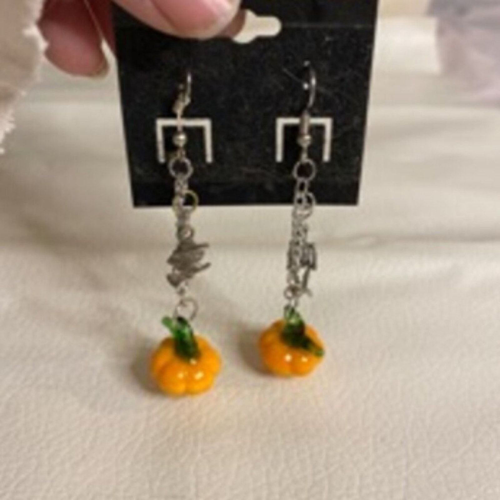 Handmade Handmade Upcycled Halloween Pumpkin Witch Skeleton Earrings Size ONE SIZE - 1 Thumbnail