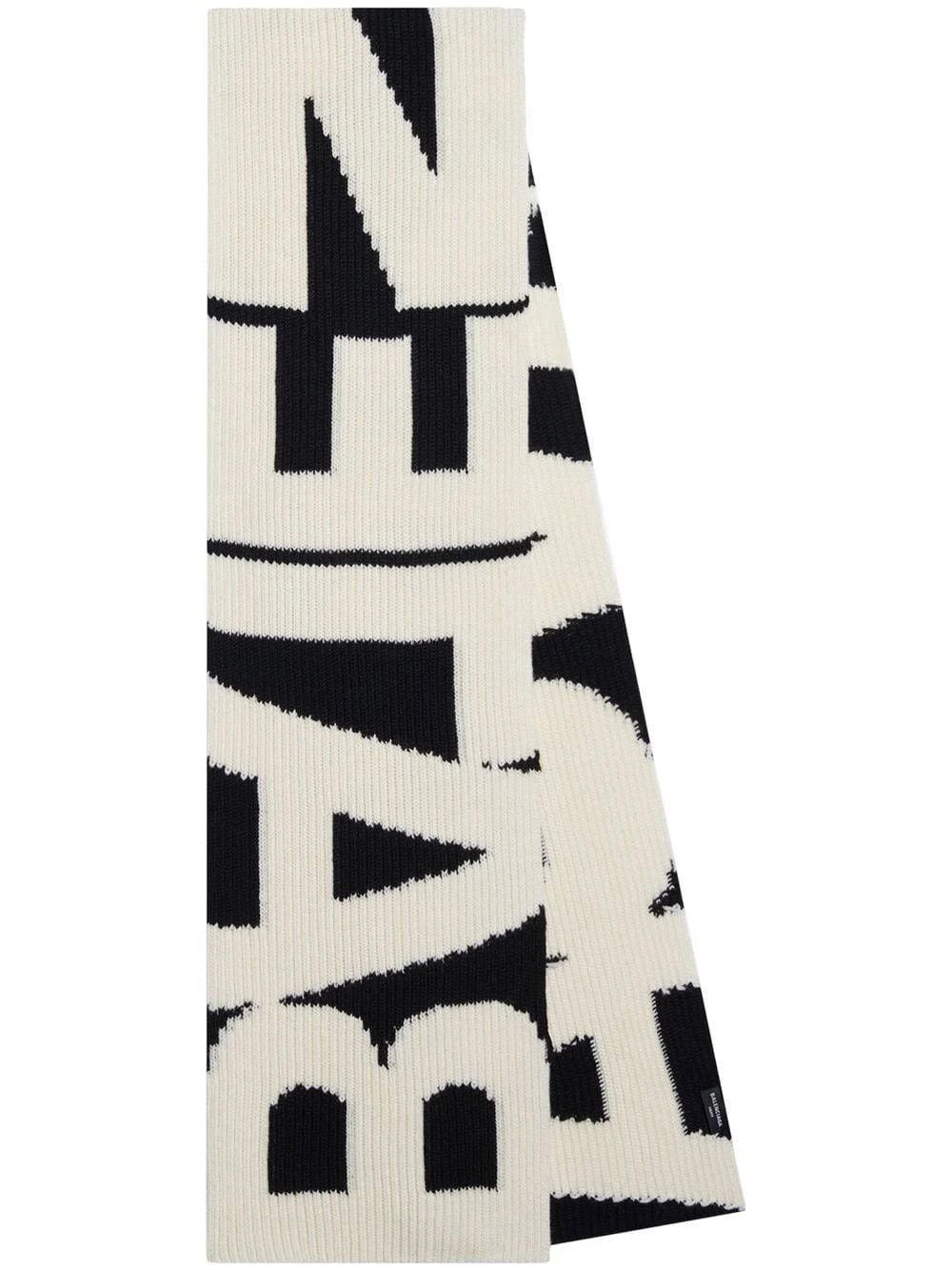 Balenciaga o1mt1gz1024 Size: OS / Turn Scarf in Ivory/Black Size ONE SIZE - 1 Thumbnail