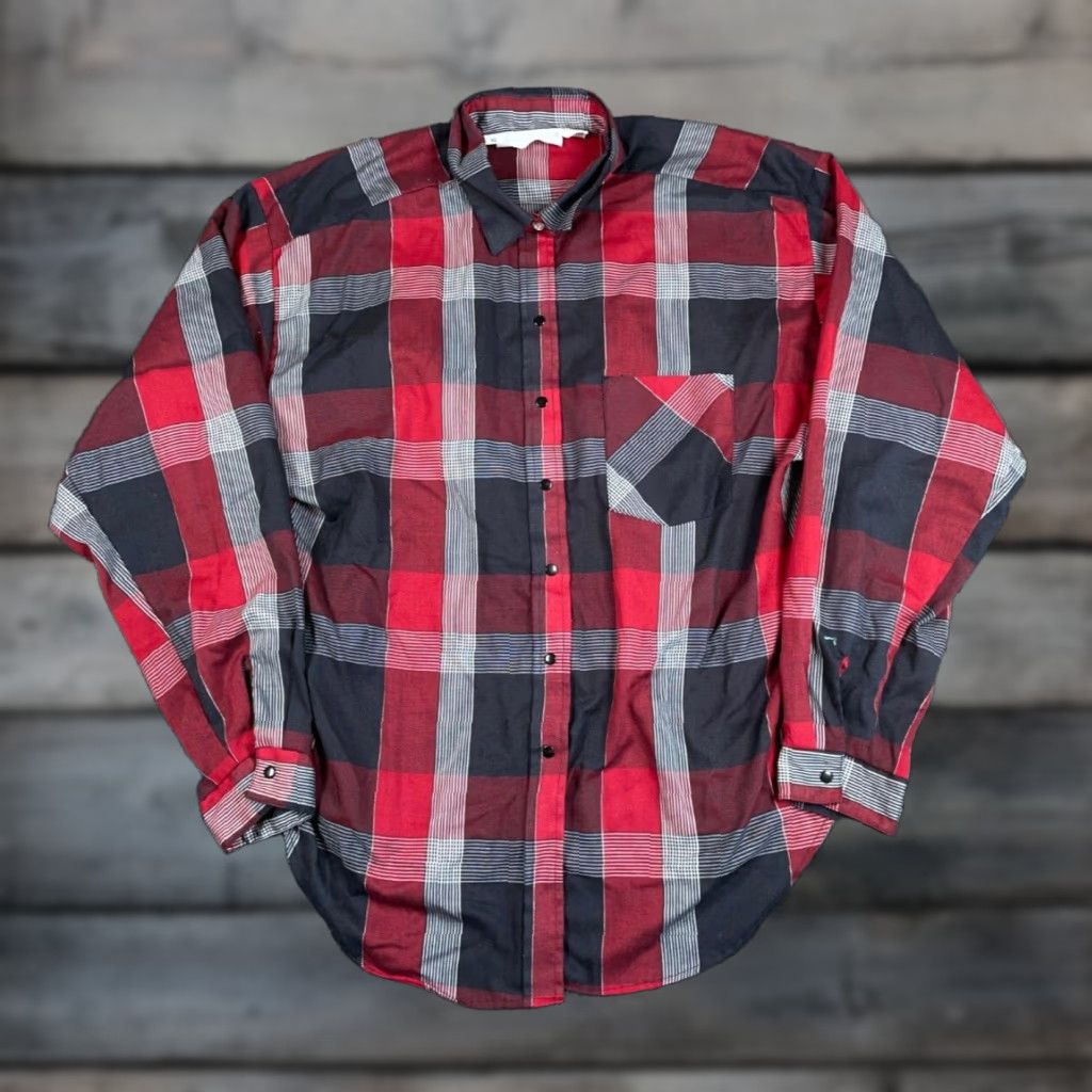 Vintage Vintage VTG Ranch Town Western Shirt Women’s XL Red Black Plaid Check USA Made Cowboy Size XL / US 12-14 / IT 48-50 - 1 Thumbnail