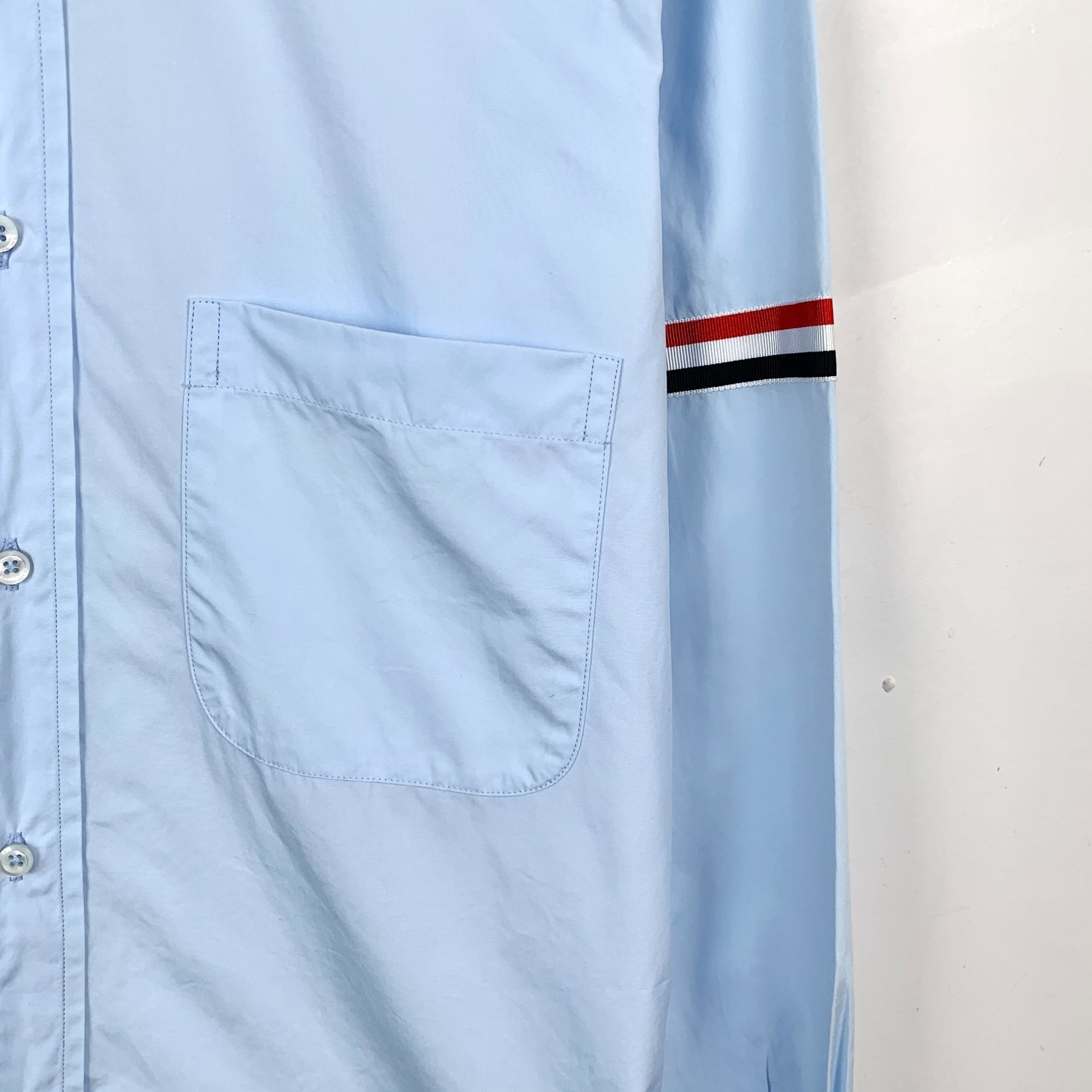 Thom Browne Thom Browne Light Blue Striped Long Sleeve Shirt Size US M / EU 48-50 / 2 - 7 Thumbnail