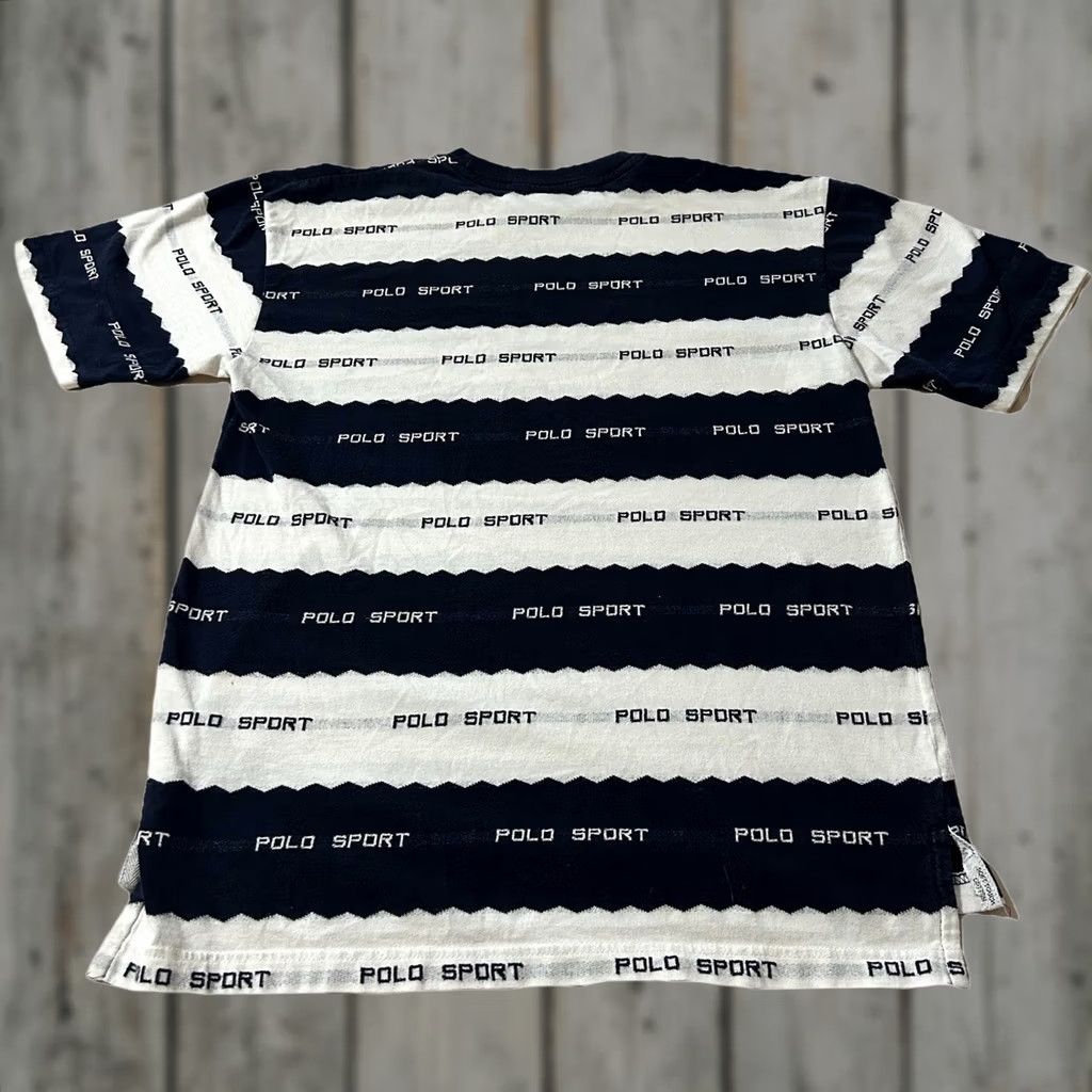 Vintage VINTAGE Polo Sport Shirt Striped All Over Spellout Size Medium 90s Men White T-Shirt Size US M / EU 48-50 / 2 - 1 Thumbnail