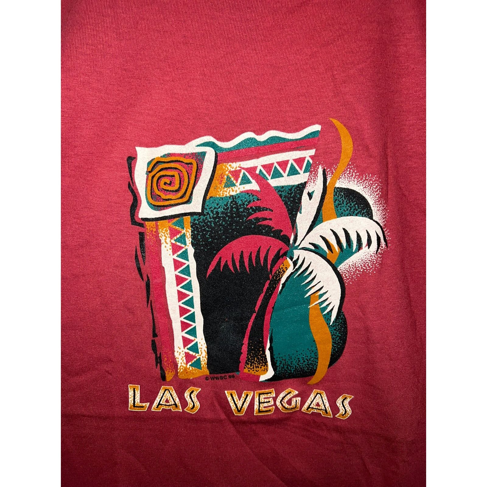 Anvil Vintage Las Vegas Shirt Palm Tree Red Tee VTG 90s Large Size US L / EU 52-54 / 3 - 2 Thumbnail