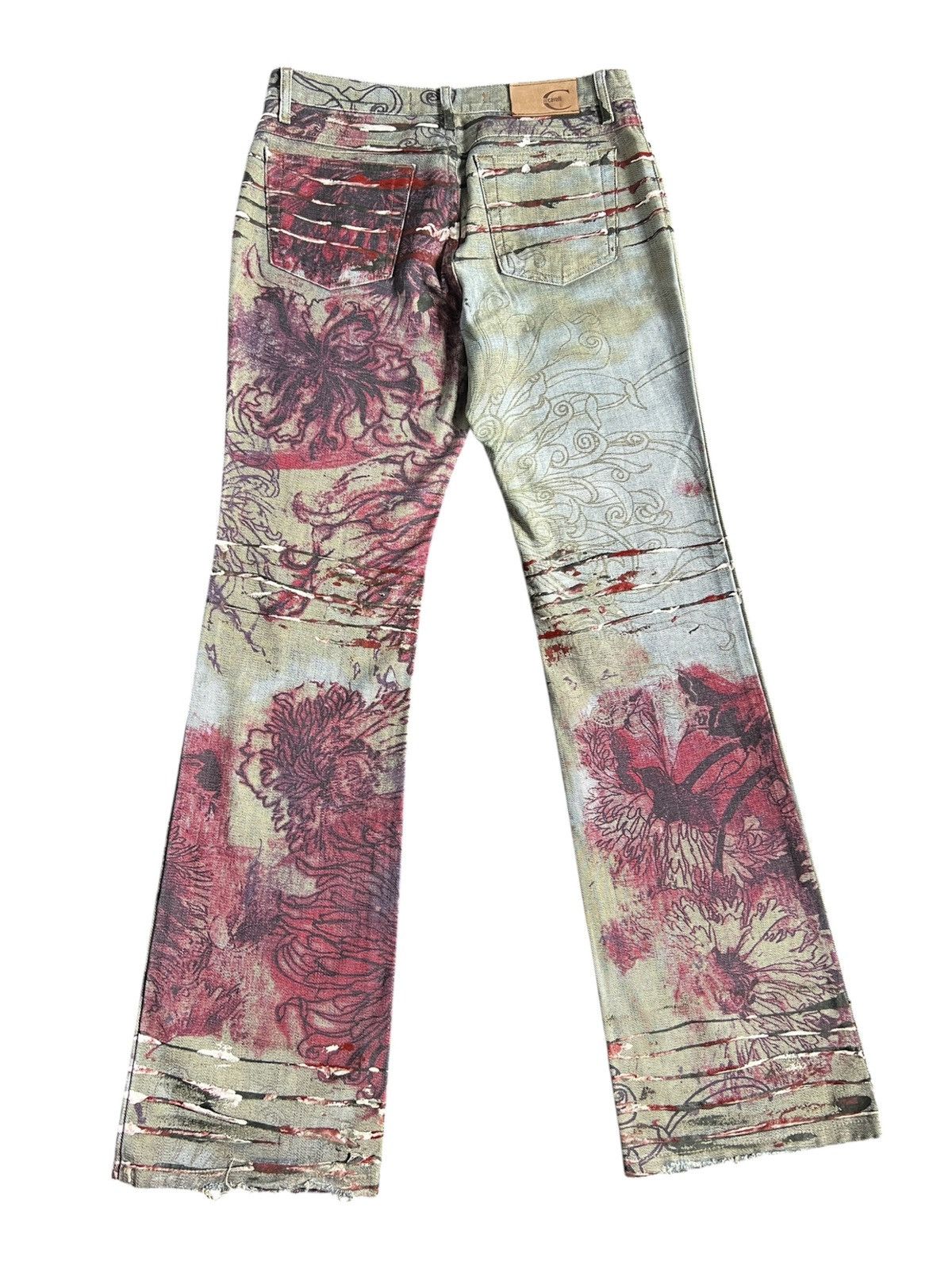 Just Cavalli VINTAGE ROBERTO CAVALLI TRIBAL FLOWER JEANS y2k art pants Size 28" / US 6 / IT 42 - 5 Thumbnail