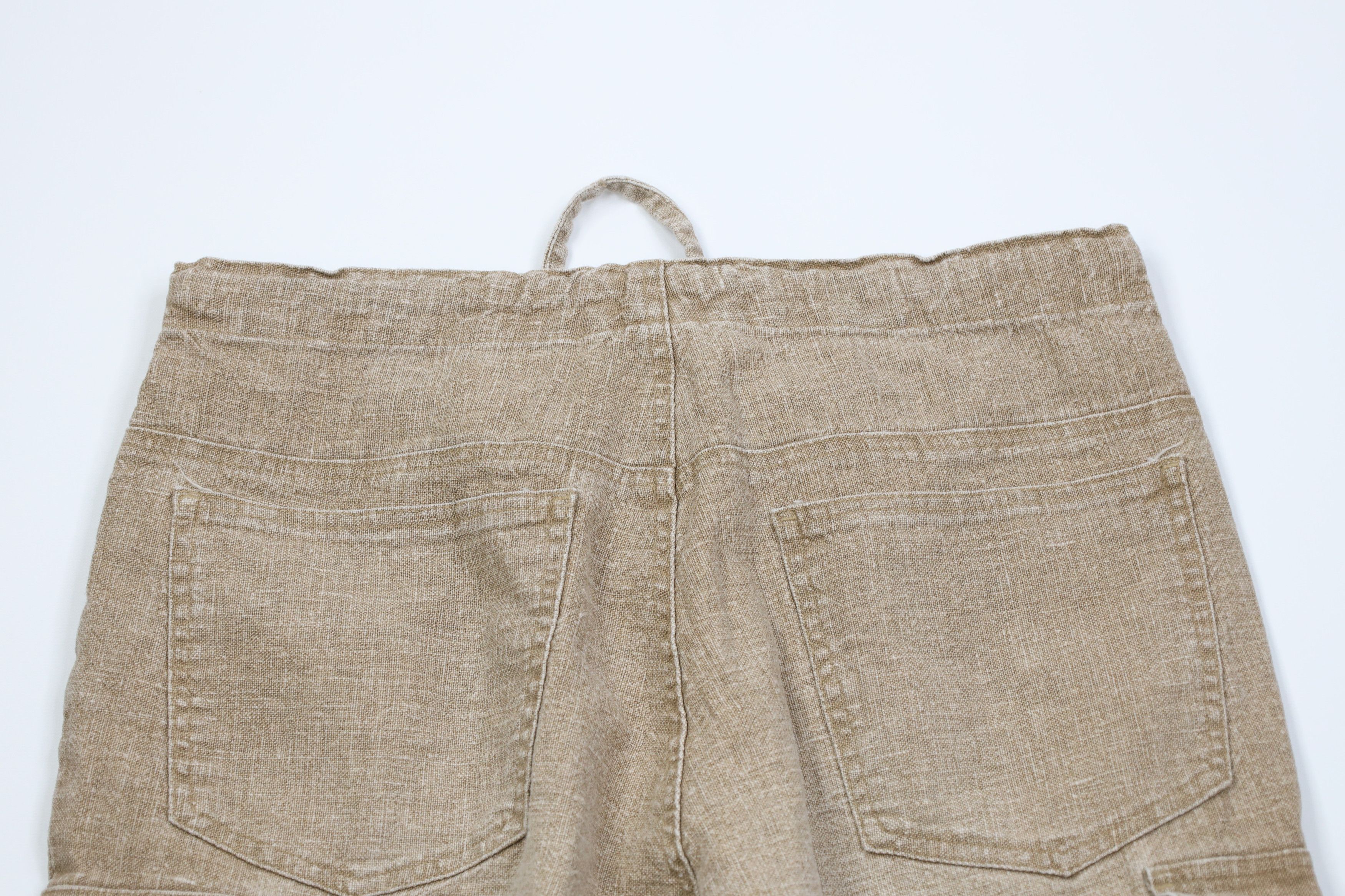 Vintage Vintage 90s Y2K Streetwear Linen Wide Leg Cargo Pants Beige Size US 31 - 10 Thumbnail