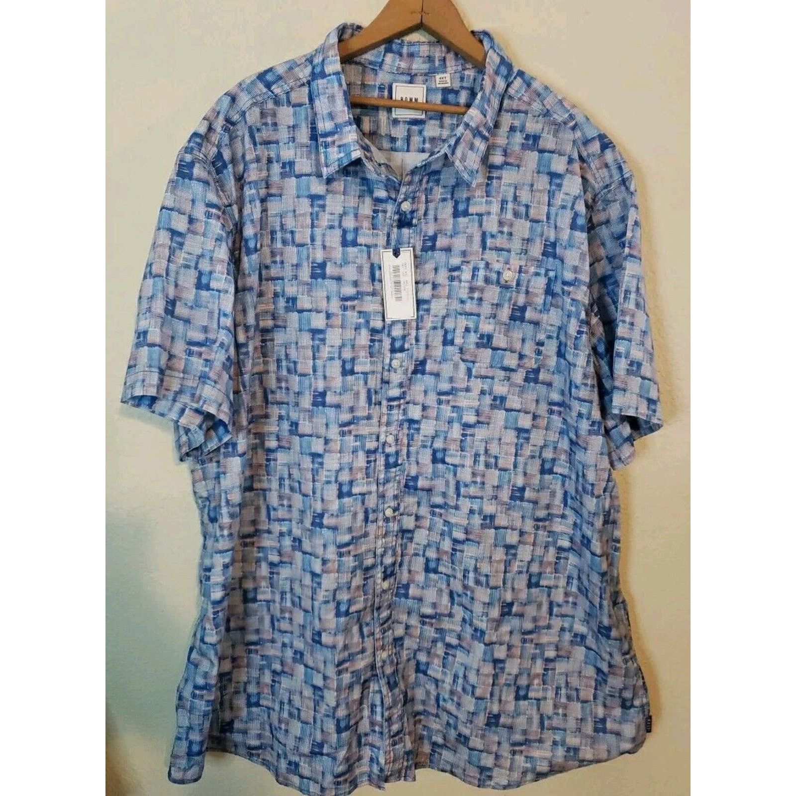 Other new rowm Shirt Mens 4XT Blue Plaid Short Sleeve Button Down Size US XXL / EU 58 / 5 - 1 Thumbnail