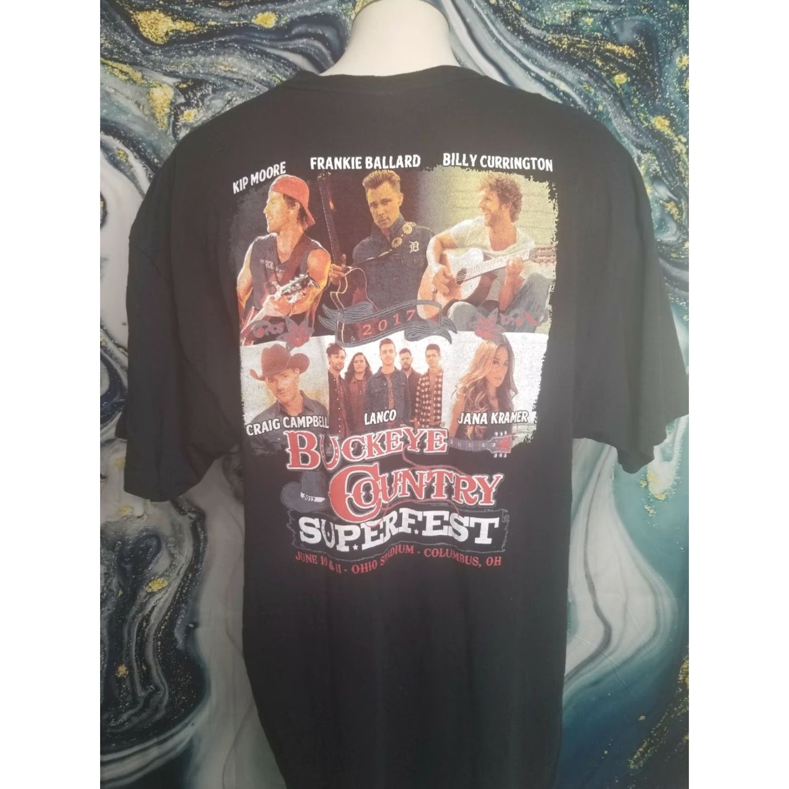 Gildan VINTAGE Gildan Men's T-Shirt 2XL Black Buckeye Country Superfest 2017 Concert Western Music Graphic Short Sleeve Size US XXL / EU 58 / 5 - 2 Thumbnail