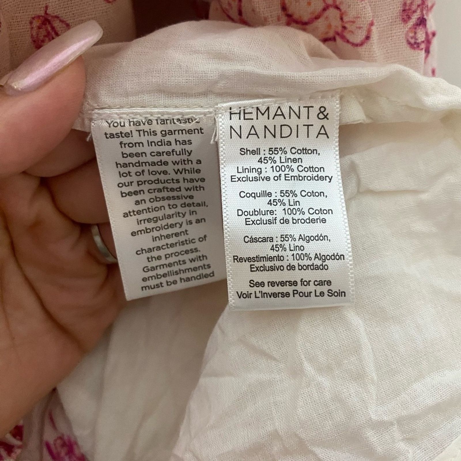 Hemant & Nandita HEMANT AND NANDITA Suki Maxi Skirt in Off White & Crimson M Size 30" / US 8 / IT 44 - 5 Thumbnail