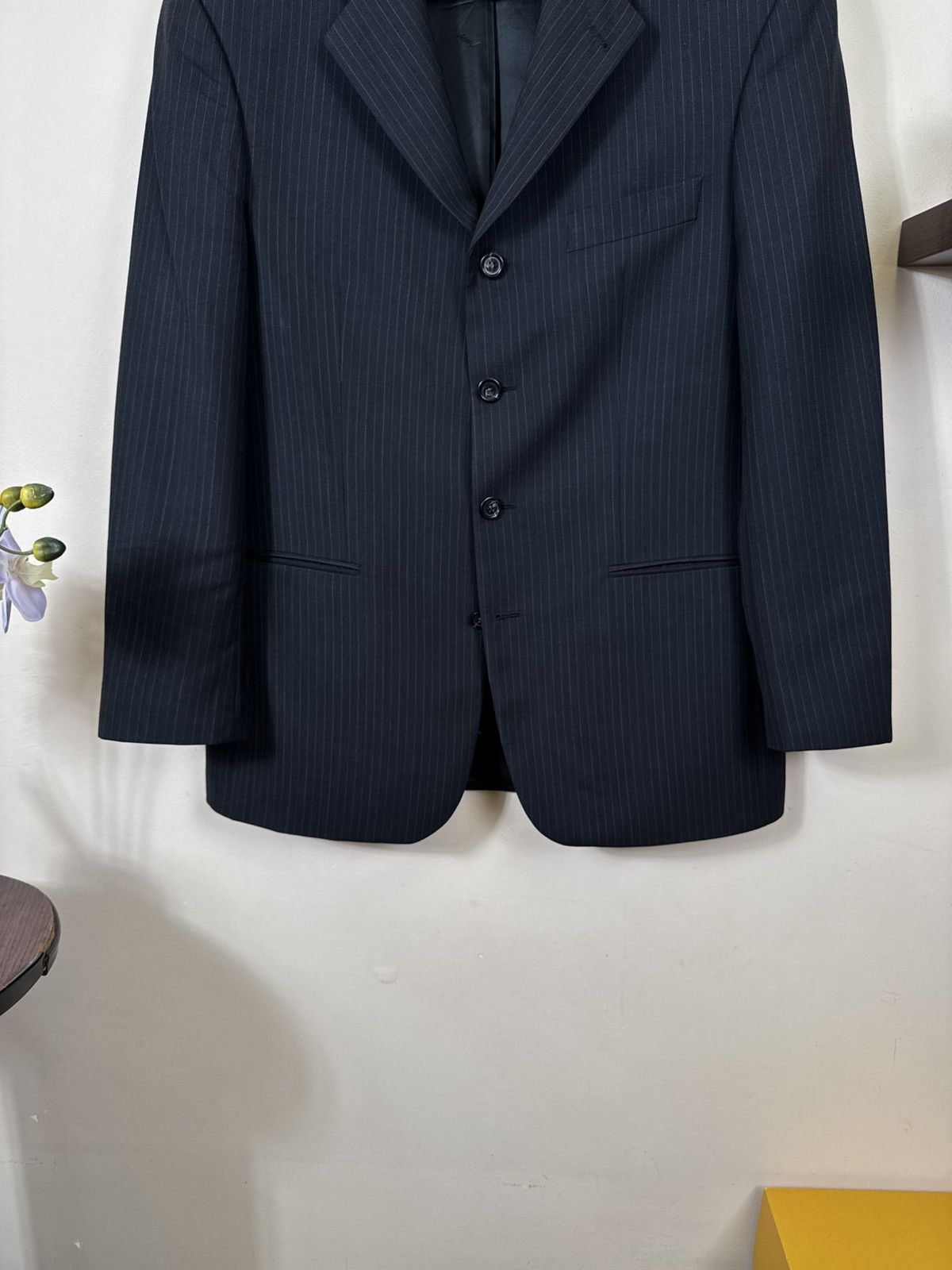 Yves Saint Laurent Vintage Yves Saint Laurent Blazer YSL Black Striped L Jacket Size 50R - 10 Thumbnail