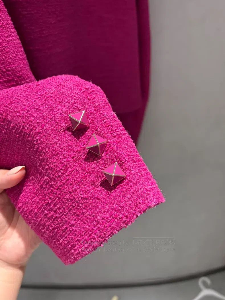 Valentino Valentino Rose pink tweed polo collar coat Size S / US 4 / IT 40 - 4 Thumbnail