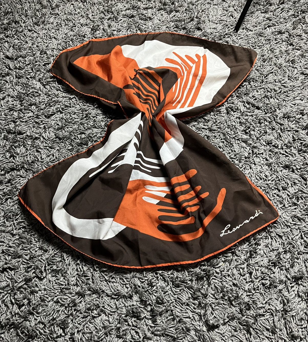 Vintage Vintage 70s Leonardi Exclusive Design Geometric Silk Scarf Size ONE SIZE - 1 Thumbnail