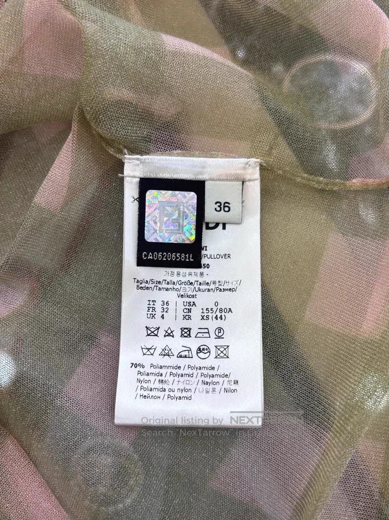 Fendi Fendi Mint Green Plaid Transparent Long Sleeve Under Shirt Size XXS / US 00 / IT 34 - 5 Thumbnail