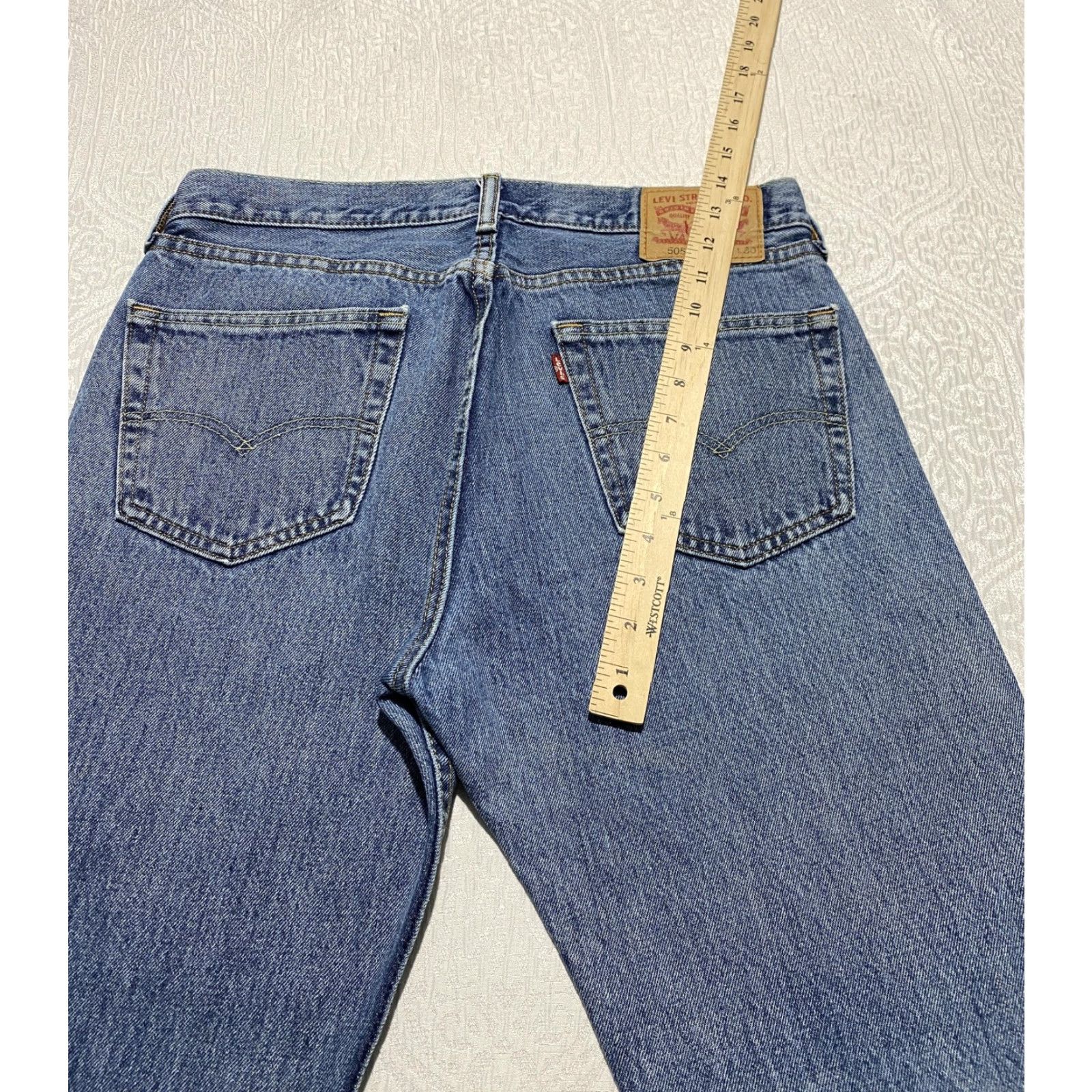 Levi's Levi's 505 Jeans Mens 33x30 Blue Straight Leg Regular Fit Zip Fly Denim Jeans Size US 33 - 3 Thumbnail