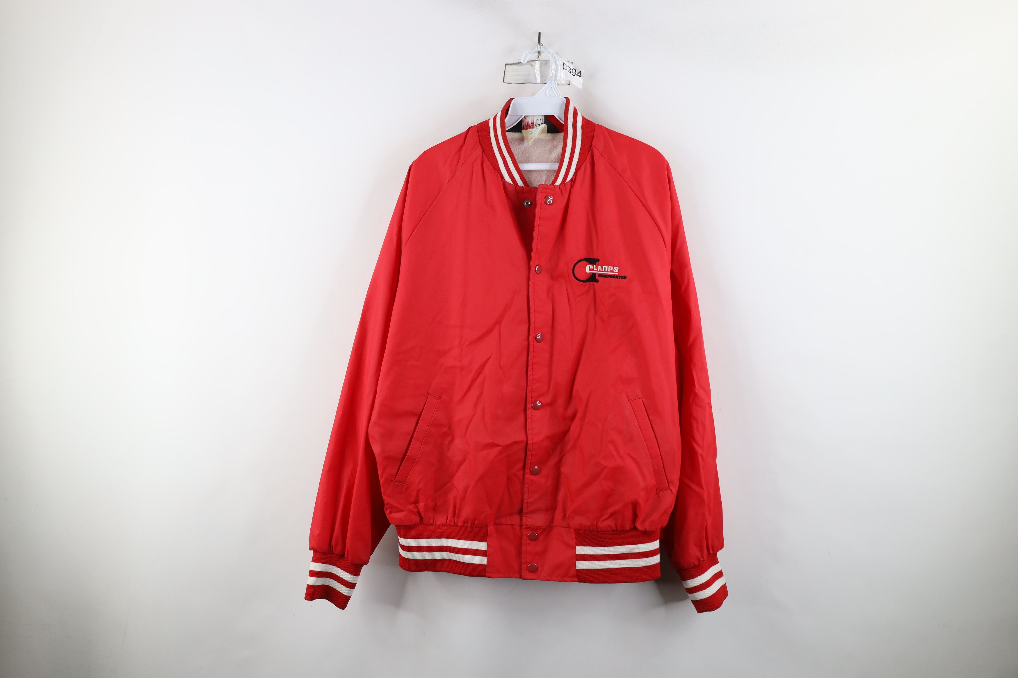Vintage 70s 80s Lined Striped Bomber Jacket USA Red