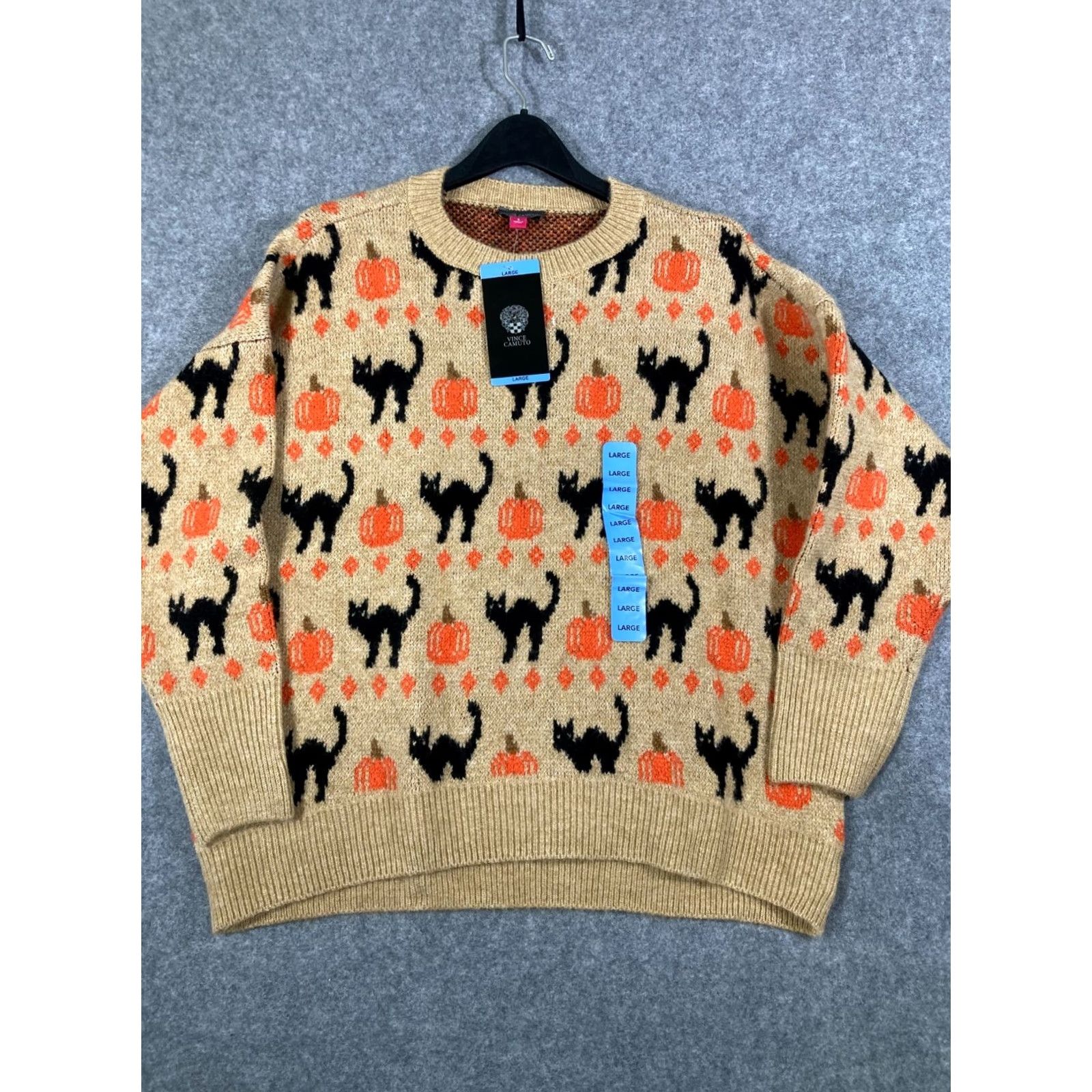 Vince Camuto Vince Camuto Pullover Halloween Sweater Womens Large Tan Knit Crew Neck NWT Size L / US 10 / IT 46 - 2 Thumbnail