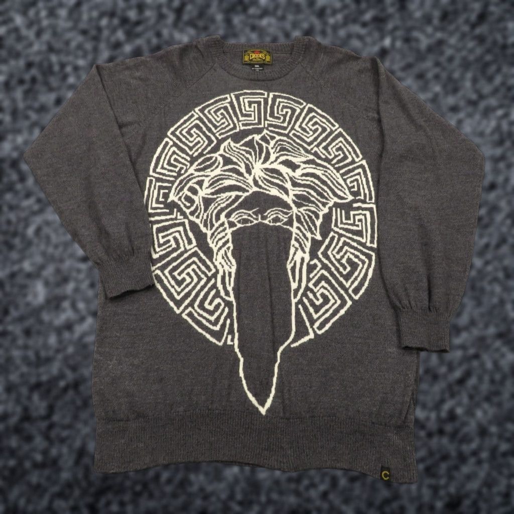 Peter Millar Crooks Castles Sweater Mens 3XL Merino Wool Charcoal Medusa Head Logo Streetwear Pullover Knits Crew Neck Long Sleeve Casual Mens 3XL Size US XXL / EU 58 / 5 - 1 Thumbnail