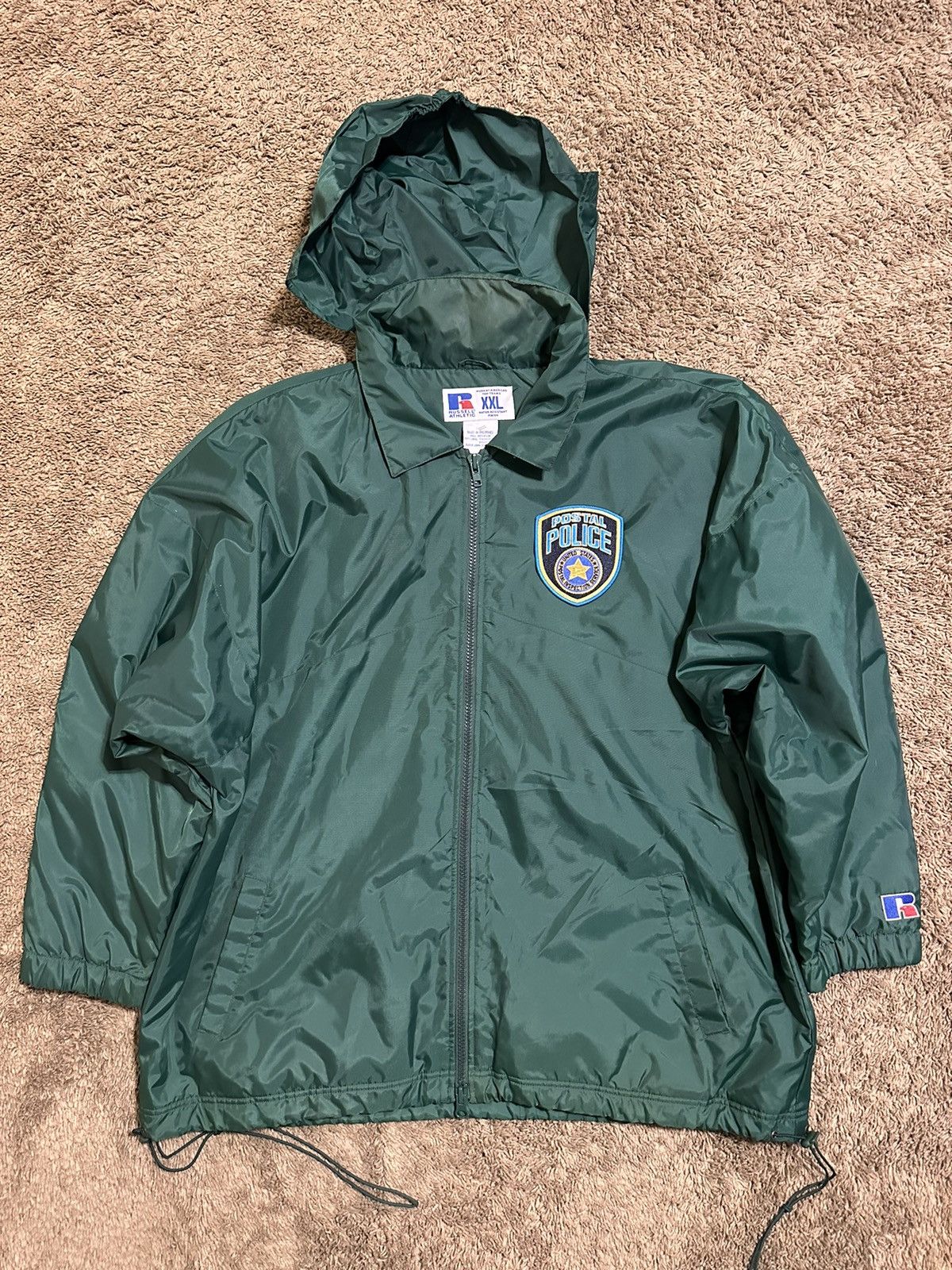 image of Anti Social Social Club x Vintage Russell Athletic Postal Police Jacket 90's Size 2Xl in Green, Men