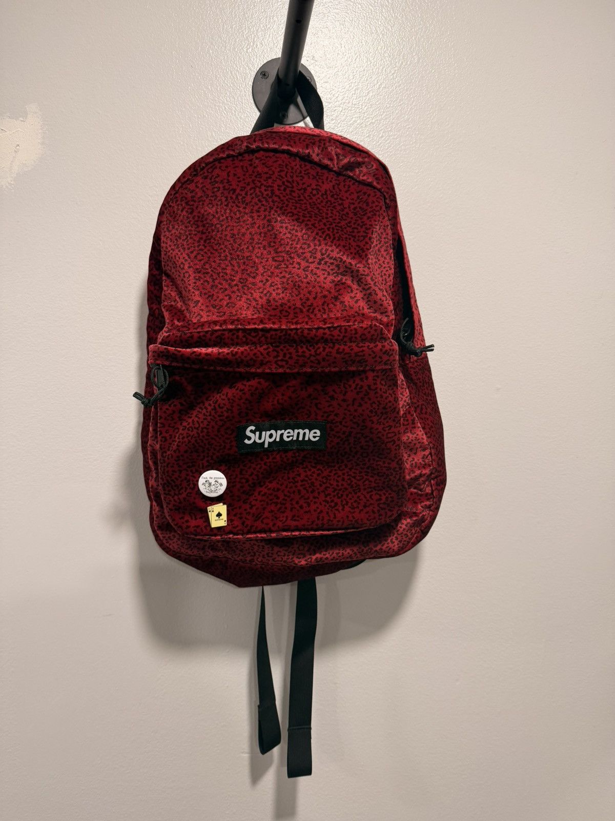 Supreme Supreme Velvet Backpack Red Leopard bag FW25 NEW PRESALE