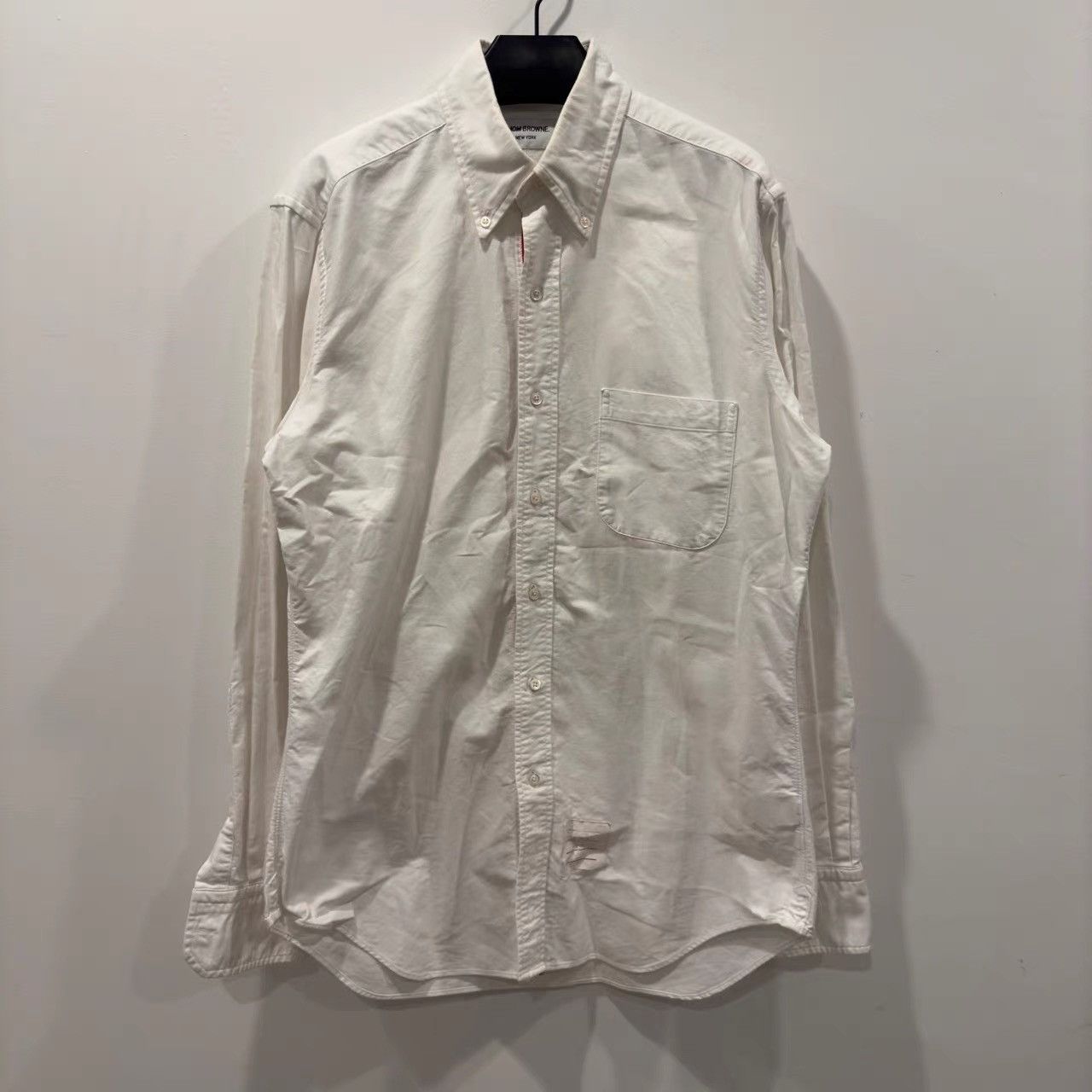 Thom Browne Thom Browne White Striped Oxford Shirt K28 Size US L / EU 52-54 / 3 - 1 Thumbnail