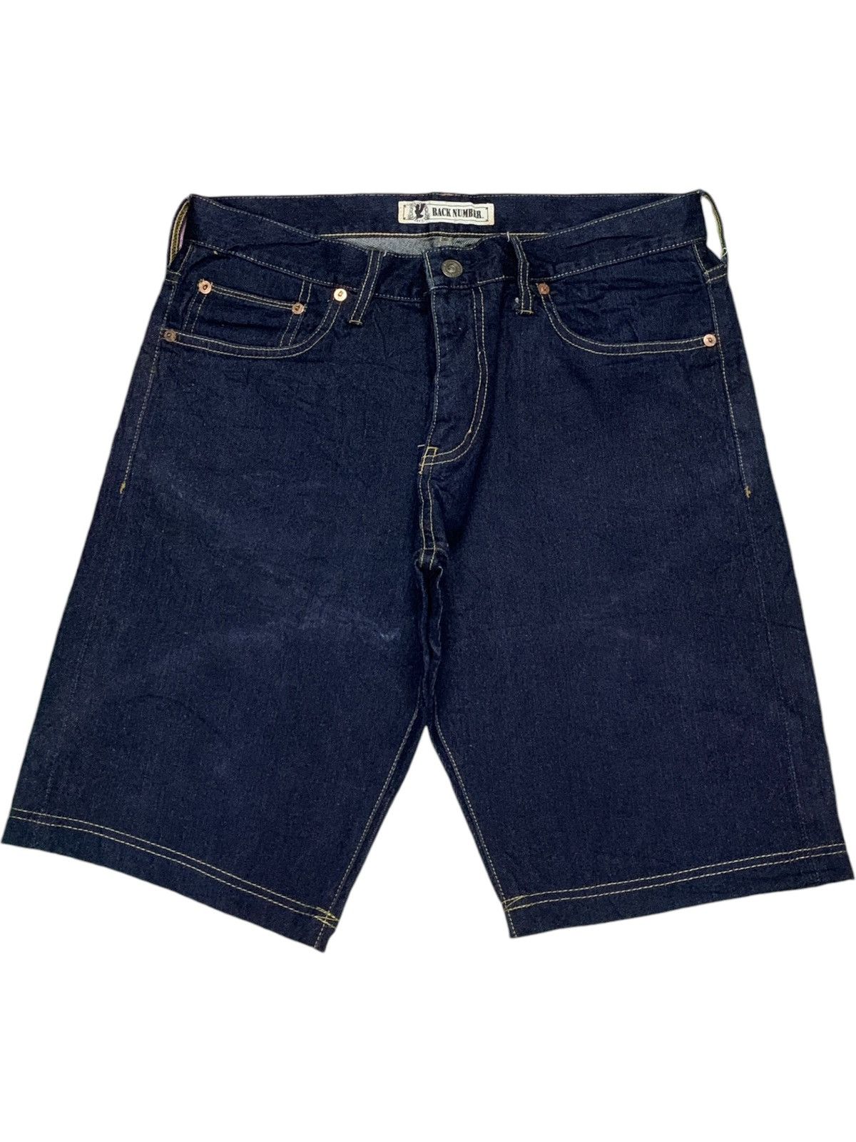 JNCO × Japanese Brand Vintage Back Number Selvedge Raw Denim Loose Jean Shorts Size US 32 / EU 48 - 2 Thumbnail