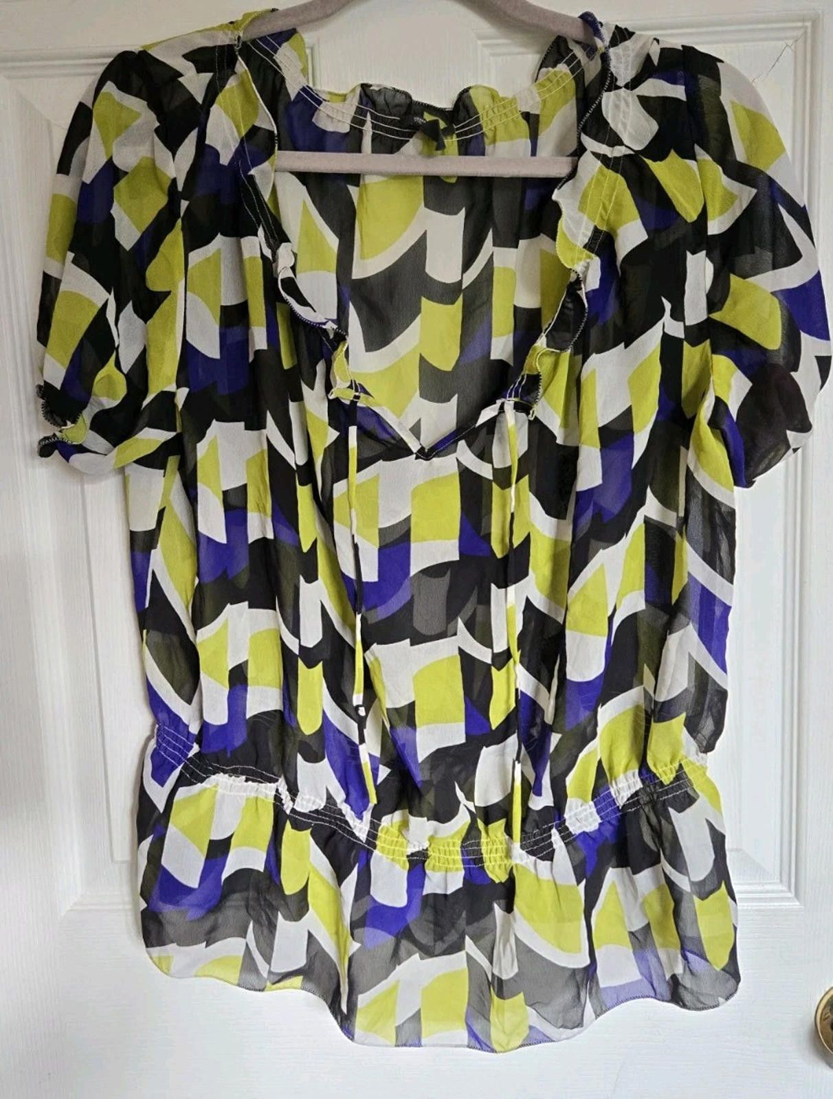 Other Kenneth Cole Reaction Blouse Top Womens 12 Sheer Geometrical Size XL / US 12-14 / IT 48-50 - 2 Thumbnail