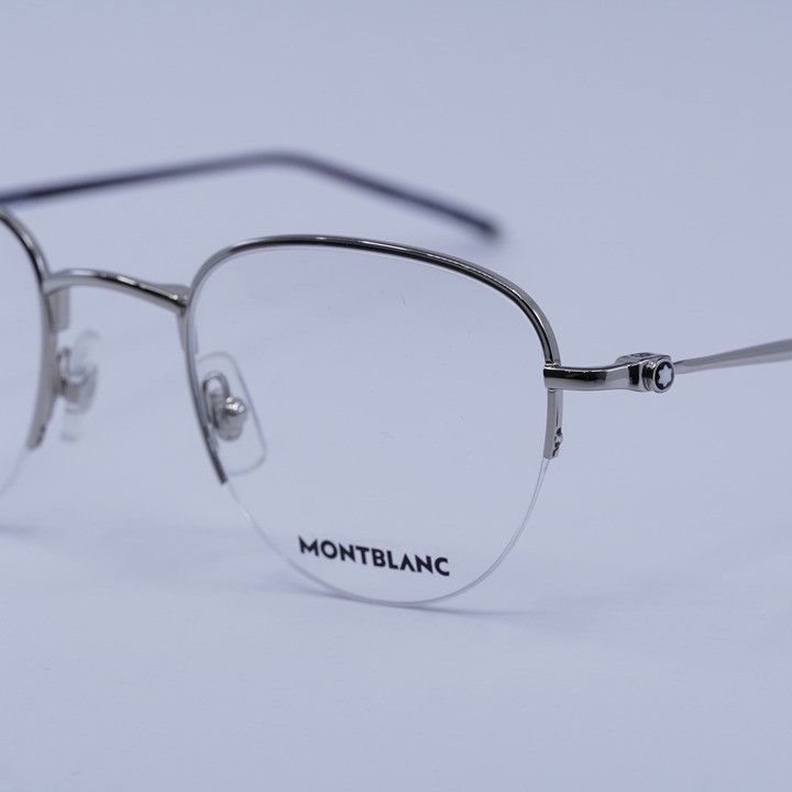 Montblanc Montblanc MB0129O 001 Eyeglasses Silver 49mm Geometric Frame Size ONE SIZE - 10 Thumbnail