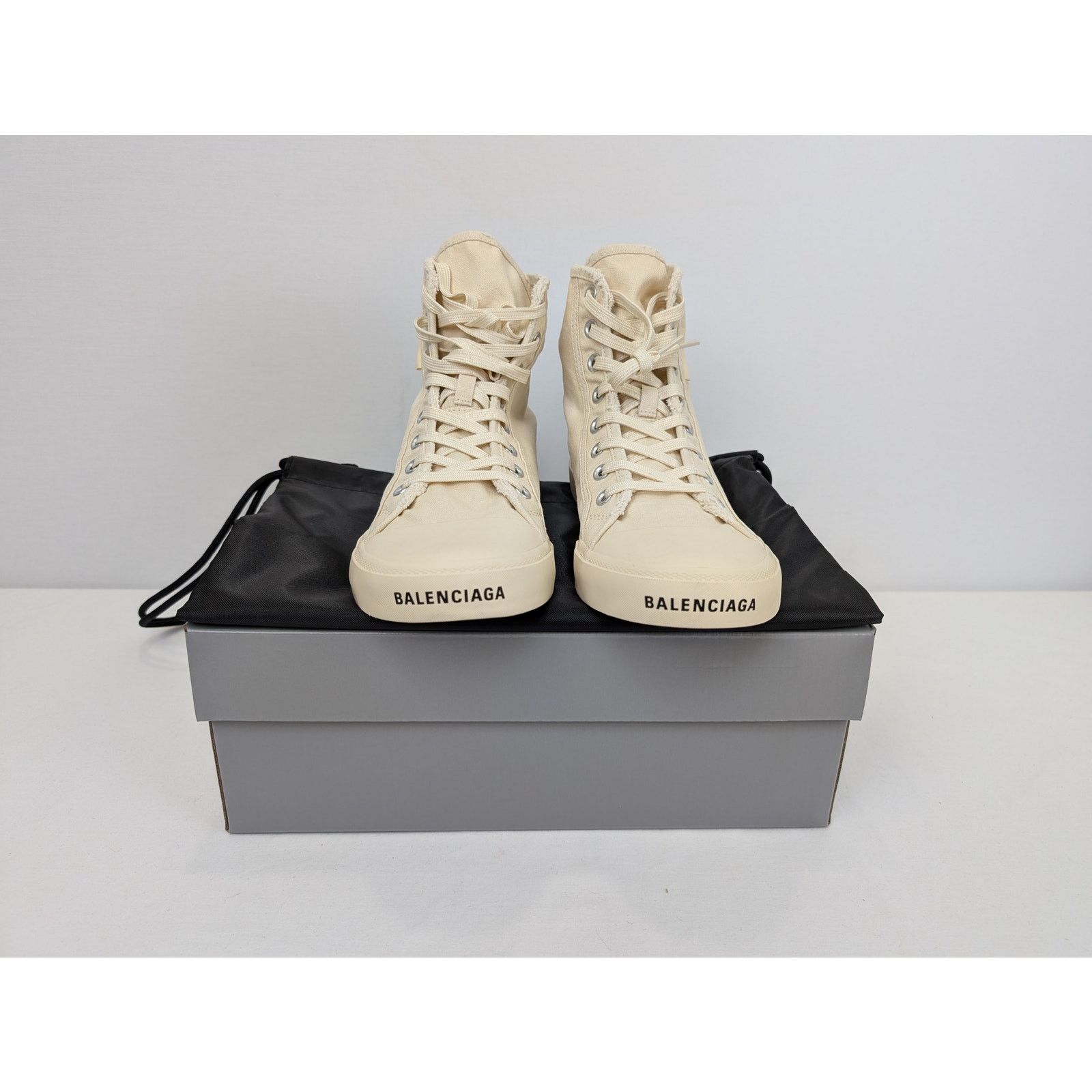 Balenciaga o1rshd1 Q:2 / Paris High Top Destroyed Sneakers Beige/White Size US 13 / EU 46 - 14 Thumbnail