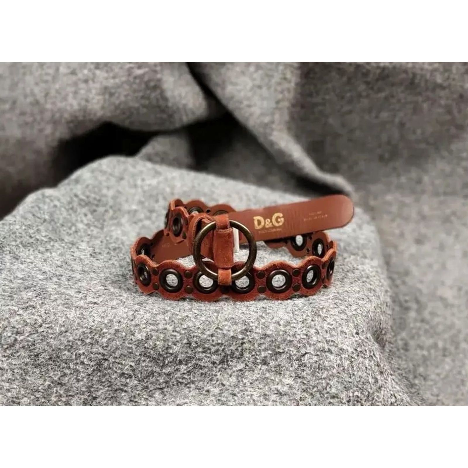 Vintage VINTAGE Dolce & Gabbana Perforations Leather Belt Women Regular Size S Brown 90s Adjustable Belt Size ONE SIZE - 3 Thumbnail