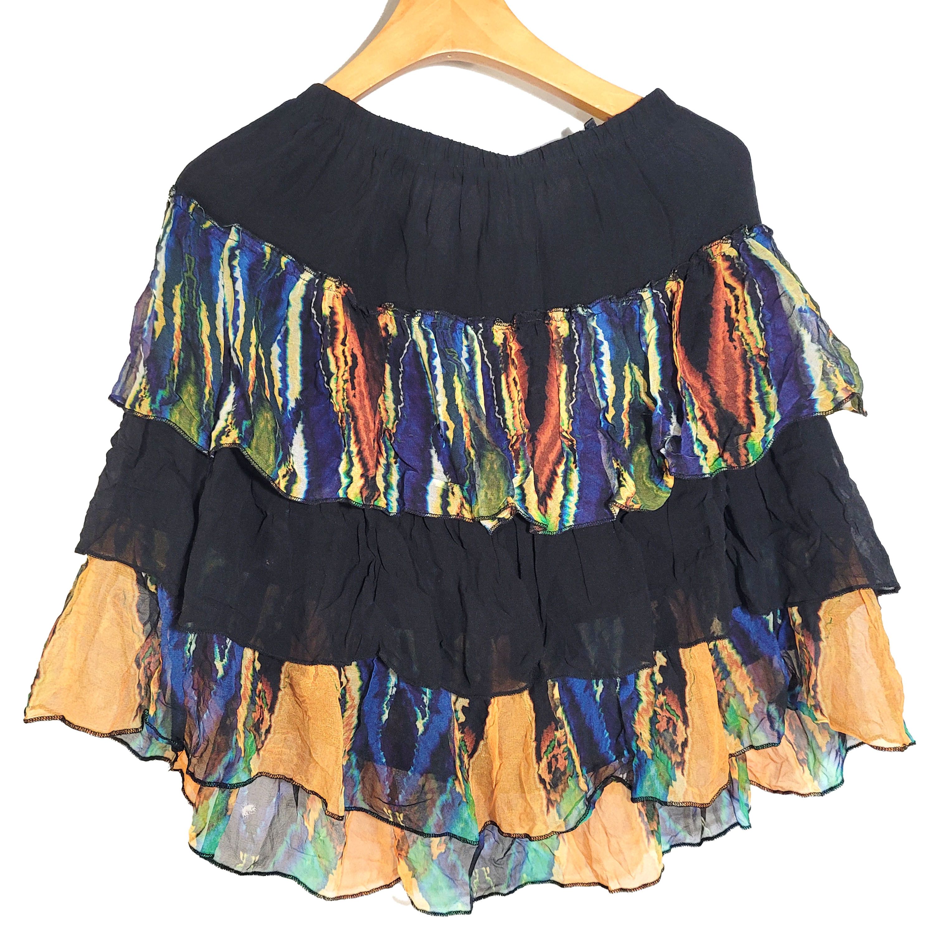 Other Women's 100% Silk A-Line Layered Skirt Elastic Waist SBK158 Size 27" / US 4 / IT 40 - 1 Thumbnail