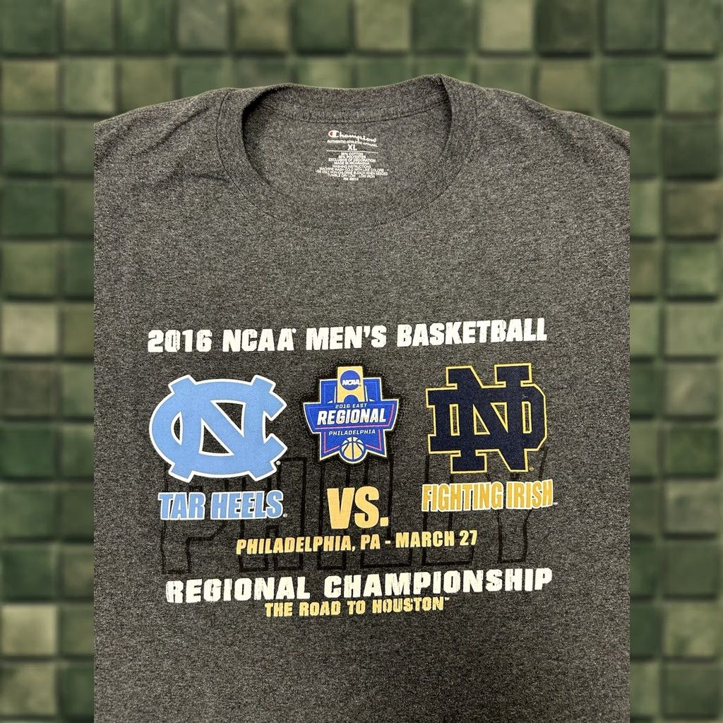Champion Champion 2016 NCAA Men's Basketball Regional Championship Tee Notre Dame Vs UNC XL Gray Size US XL / EU 56 / 4 - 1 Thumbnail