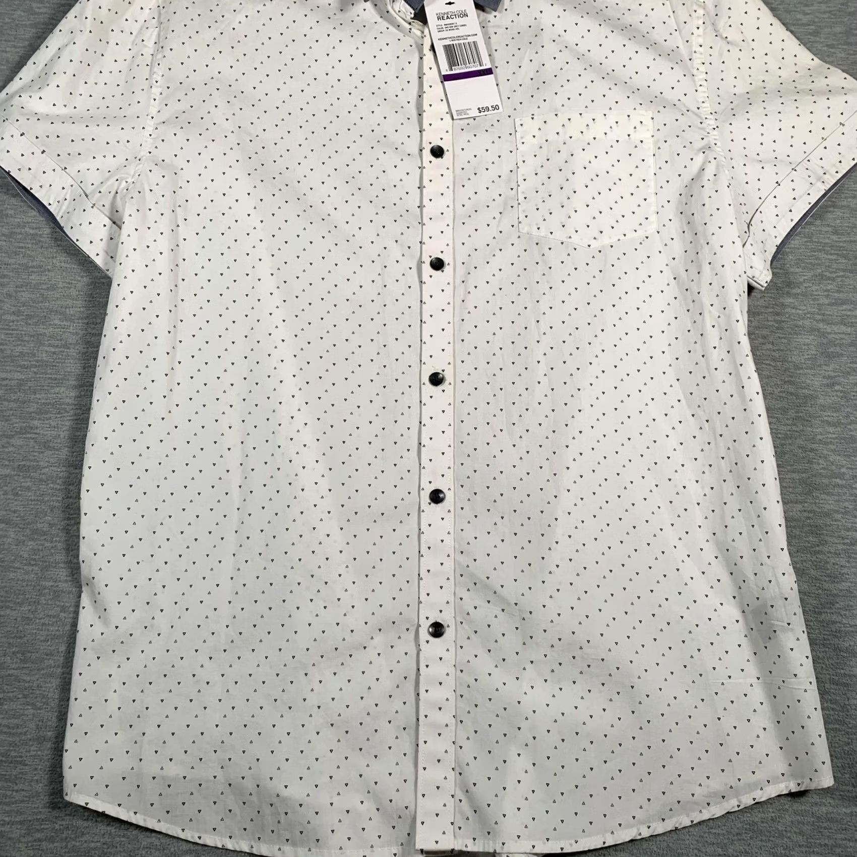Kenneth Cole Kenneth Cole Reaction Mens 2XL Super Slim Fit Shirt Short Sleeve Micro Print Size US XXL / EU 58 / 5 - 3 Thumbnail