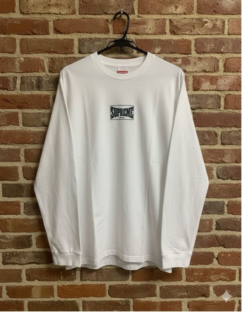 Men's Supreme White Black Graphic Long Sleeve Tee M FW20