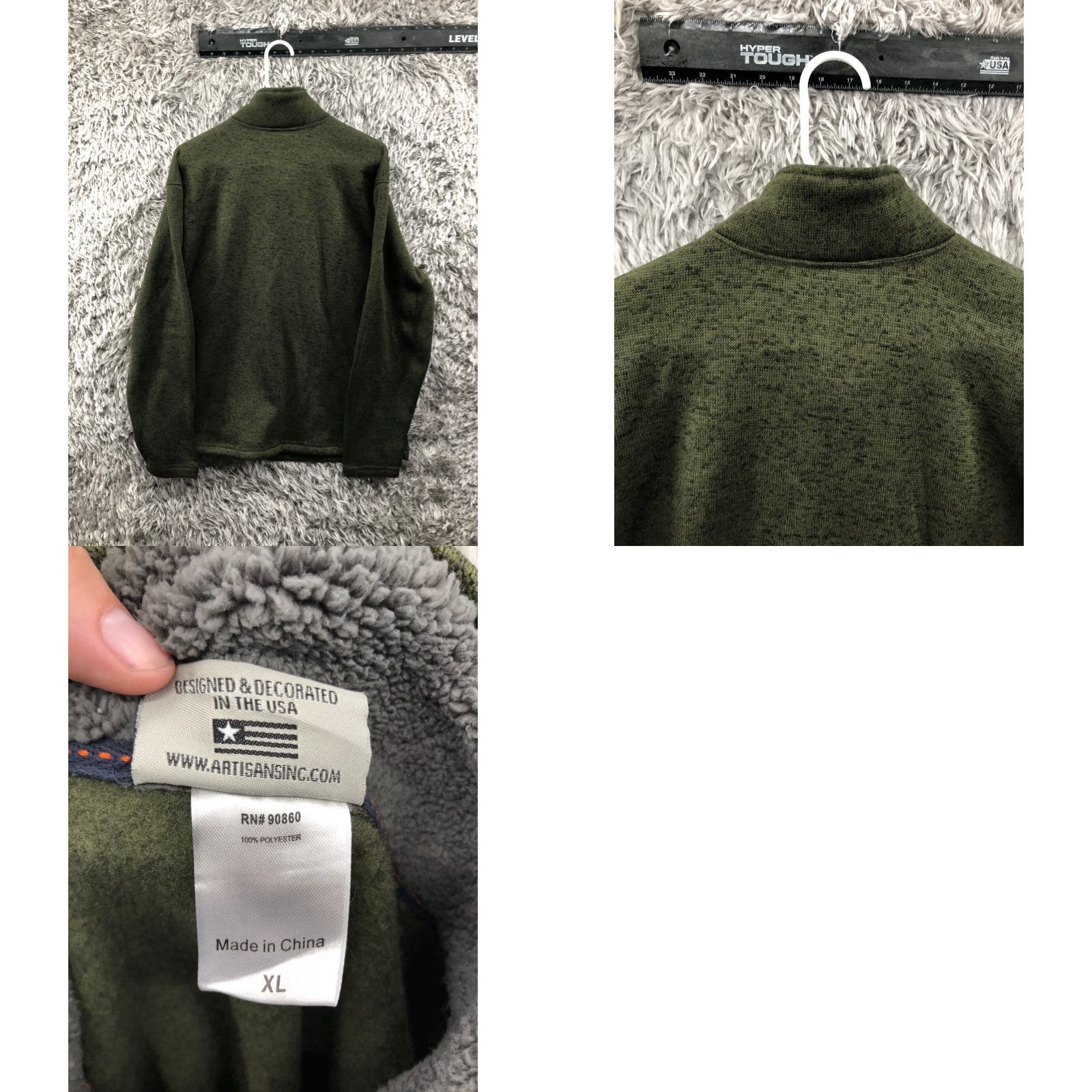 Vintage Artisans Sweatshirt Mens XL Green Long Sleeve Mock Neck Pullover 1/4 Zip Logo Knit Cotton Regular Size Size US XL / EU 56 / 4 - 8 Thumbnail
