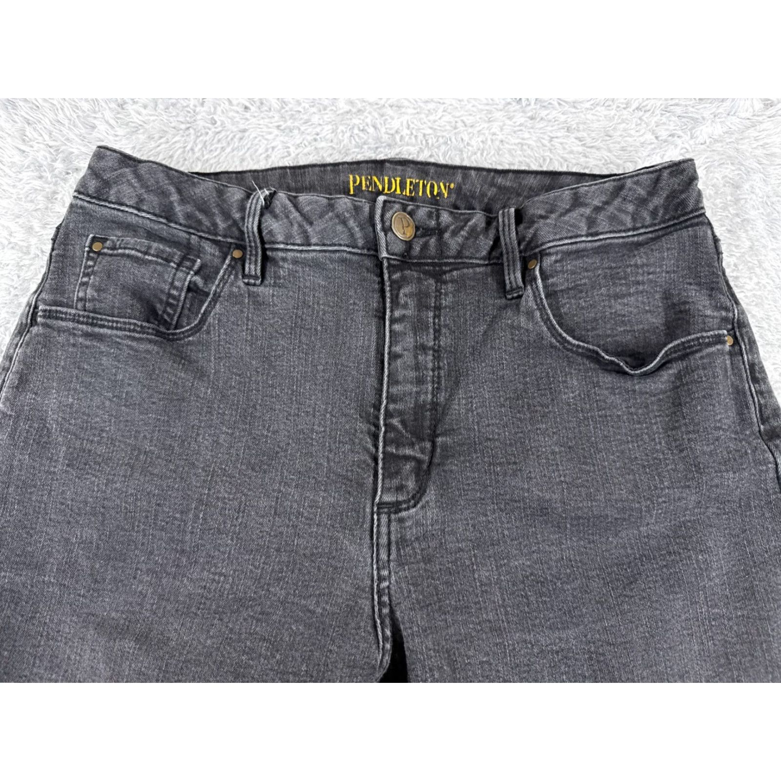 Pendleton Pendleton Jeans Womens 12 Black Denim Bootcut Cotton Blend Mid Rise 28x31 5-Pocket Embroidered Zipper Button Southwestern Style Mens Girls Womens Boys Size 34" / US 12 / IT 48 - 4 Thumbnail