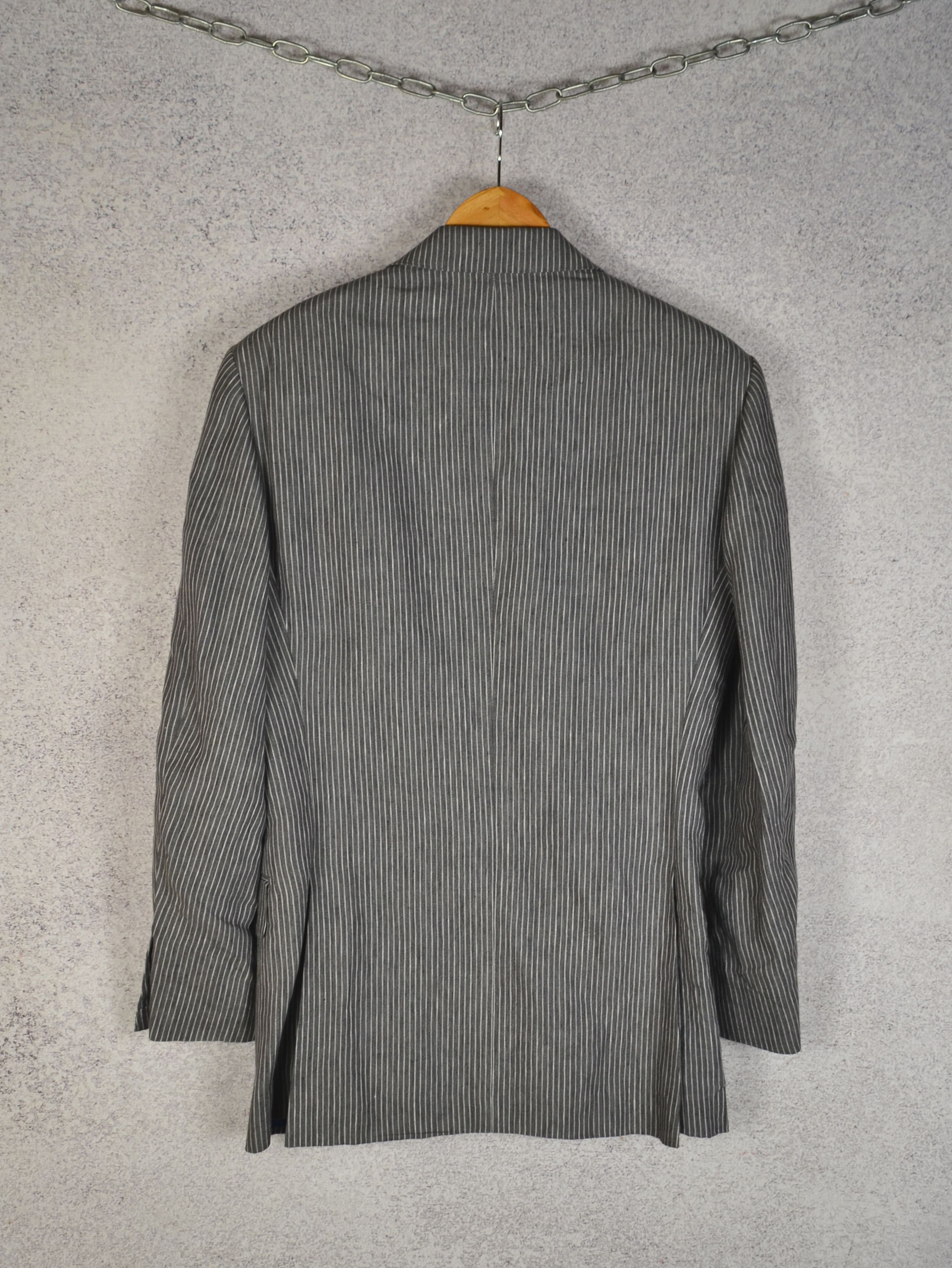 Suitsupply Suitsupply Striped Gray Pure Linen Blazer EUR 44, UK 35 Size 36S - 5 Thumbnail
