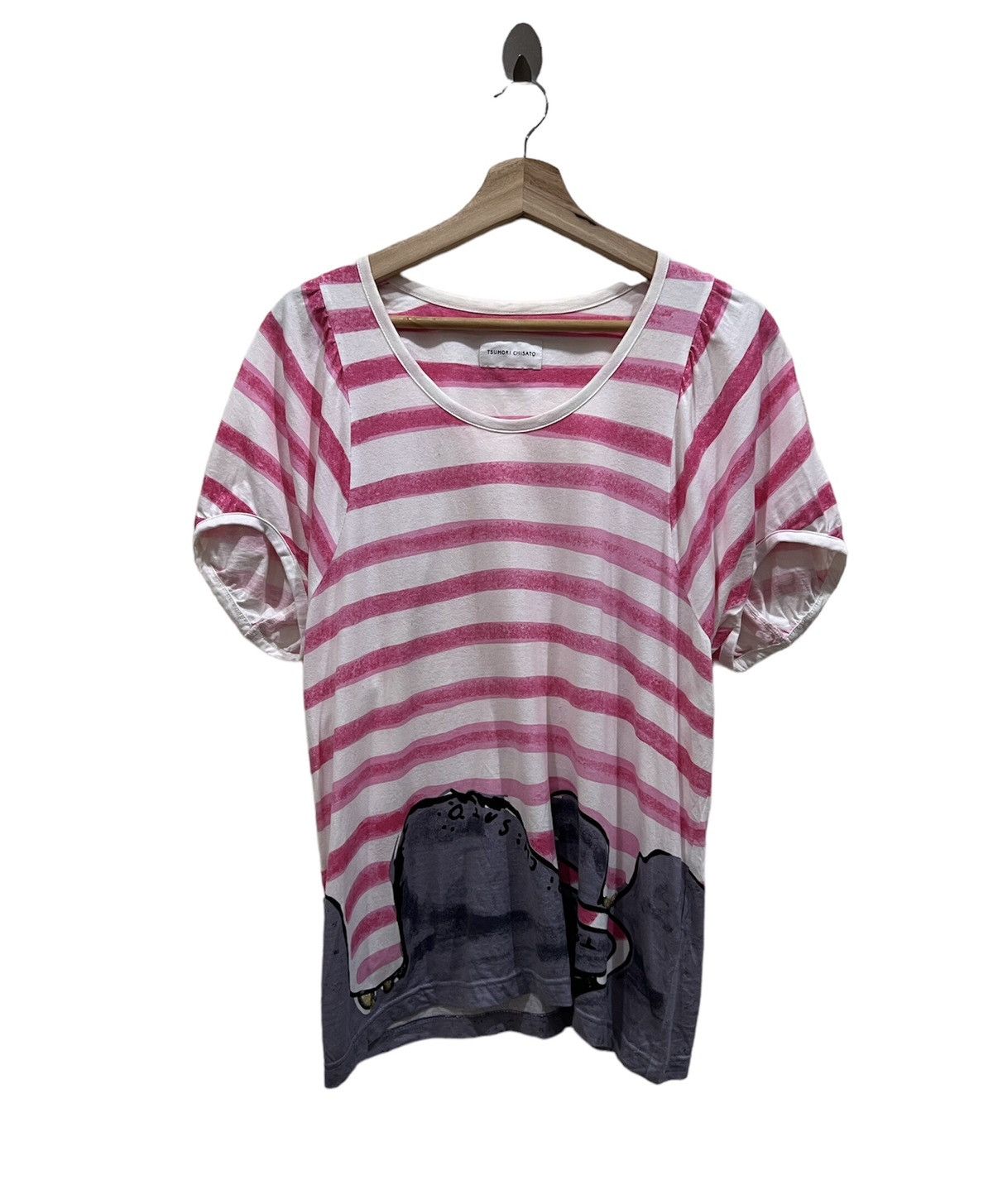 ISSEY MIYAKE Brush Tag Collarless Check Kasuri Patterned Asymmetrical Pullover tops multicolor main image 0
