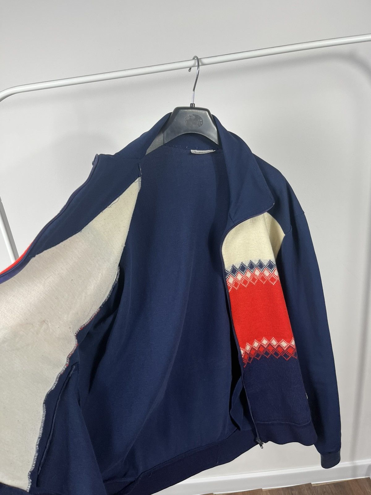 Other Vintage Loffler wool blend zip-up jacket navy red white Size US L / EU 52-54 / 3 - 7 Thumbnail