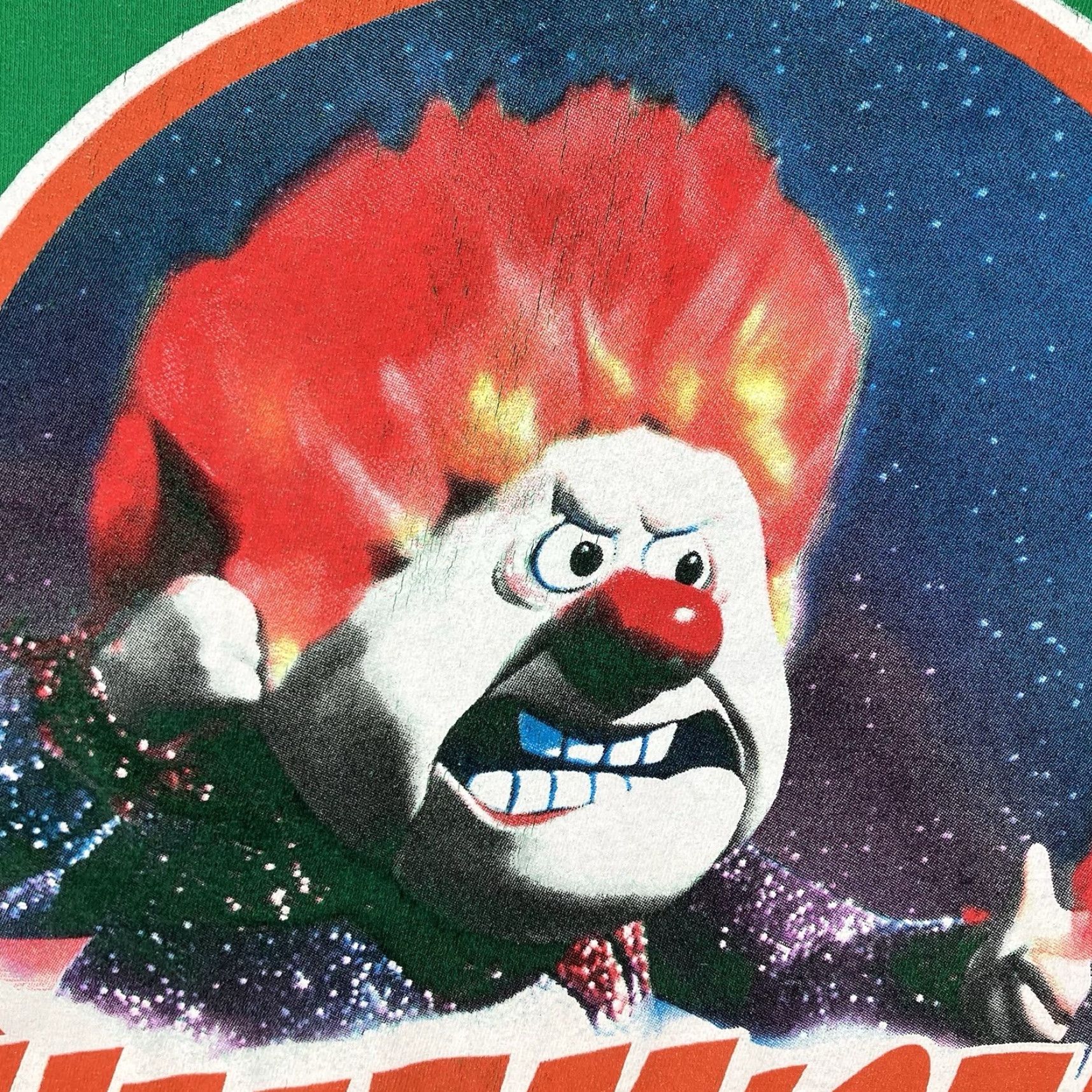 Fruit Of The Loom VINTAGE Fruit of the Loom Heat Miser Christmas Green Short Sleeve Cotton T-Shirt Santa Claus 70s Retro Slim Unisex Adults Small Boys Girls? Size US S / EU 44-46 / 1 - 7 Thumbnail