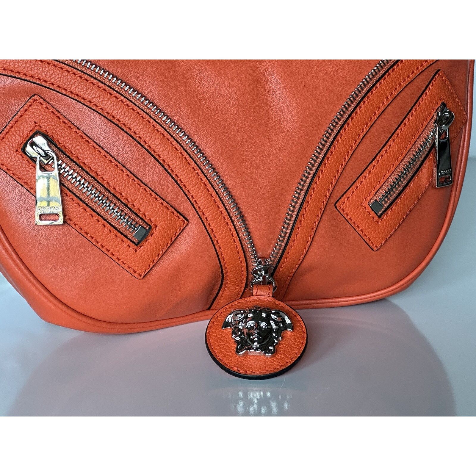 Versace Versace Medusa Leather Small Orange Hobo Bag 1007680 Size ONE SIZE - 6 Thumbnail