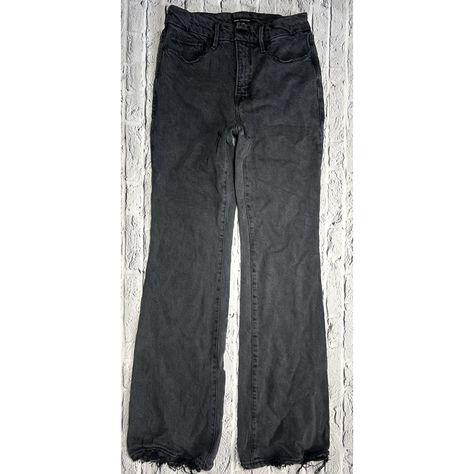 Good American Good American Women's Size 2/26 Classic Boot Bootcut Frayed Stretch Jeans Size 26" / US 2 / IT 38 - 2 Thumbnail