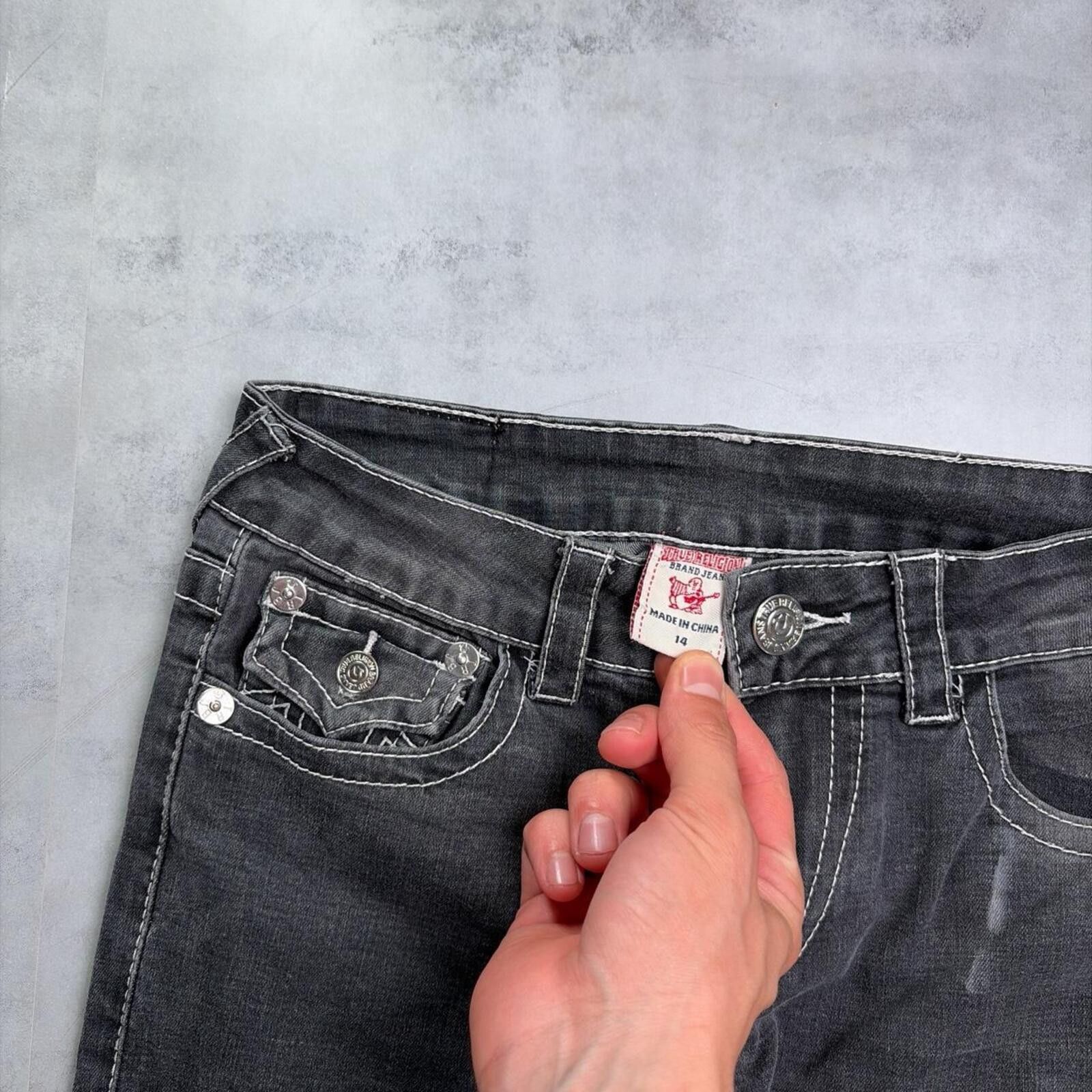True Religion Y2K Black True Religion Grunge Gothic Skinny Denim Jeans Size 42" / US 20 - 5 Thumbnail