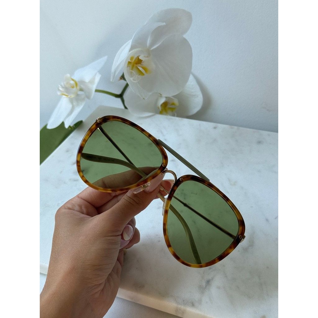 Gucci NEW Gucci GG0672S Havana Brown Green Lens Aviator Sunglasses Size ONE SIZE - 8 Thumbnail