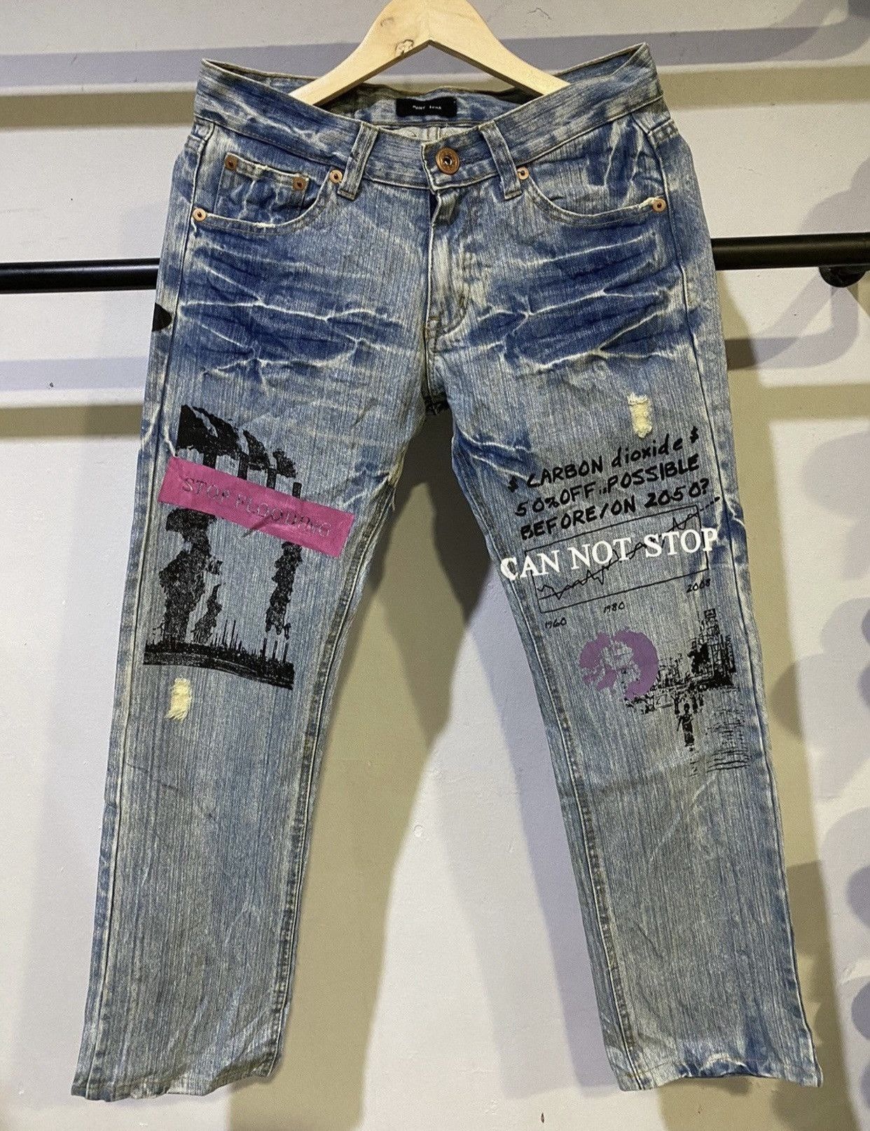 Hysteric Glamour Point Loma Rising About Pollution Faded Wash Jeans Size US 31 - 2 Thumbnail
