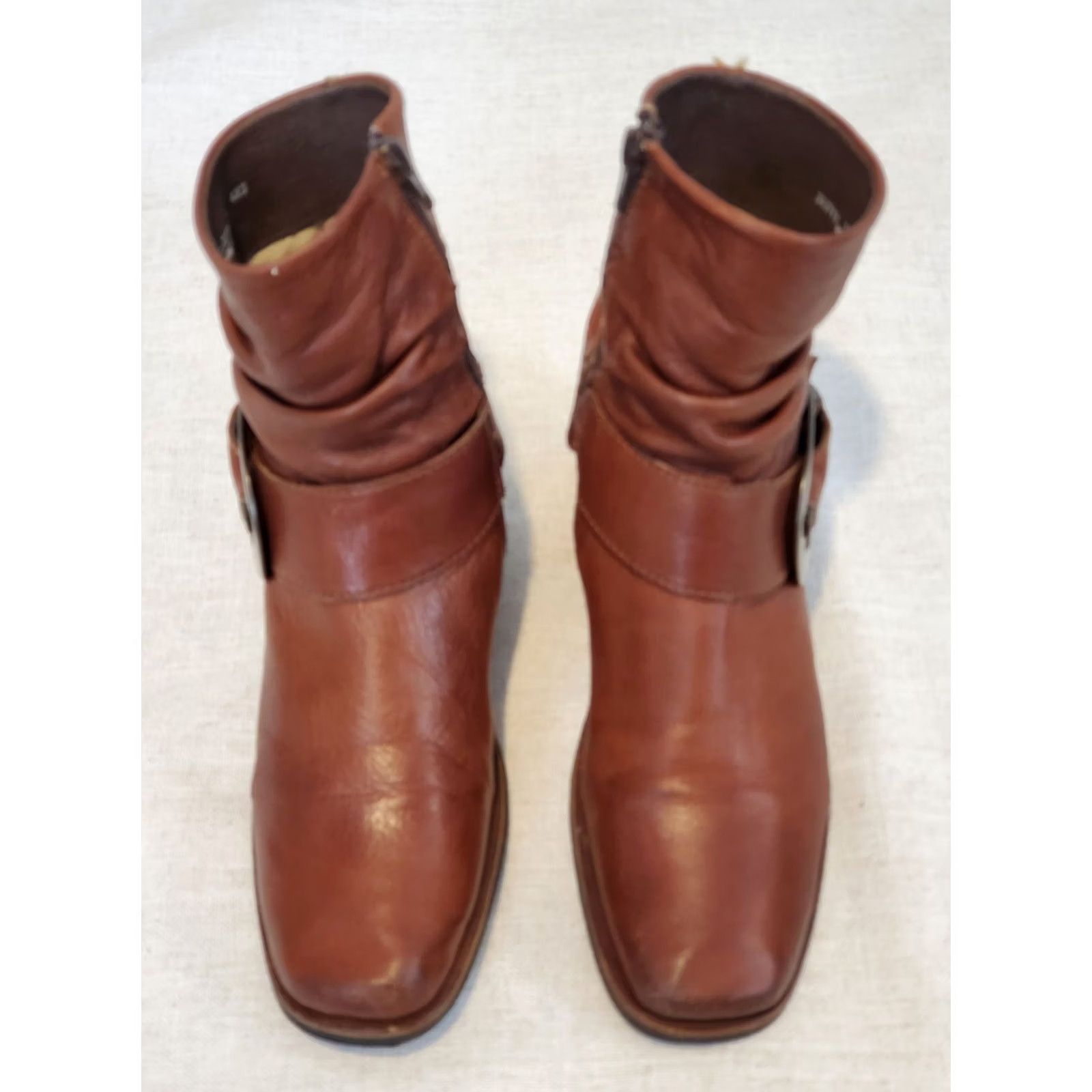 Vintage WOLKY Tyler Cognac Brown Leather Moto Ankle Booties Women's US 5.5 EU 36 Size US 4 / IT 34 - 4 Thumbnail