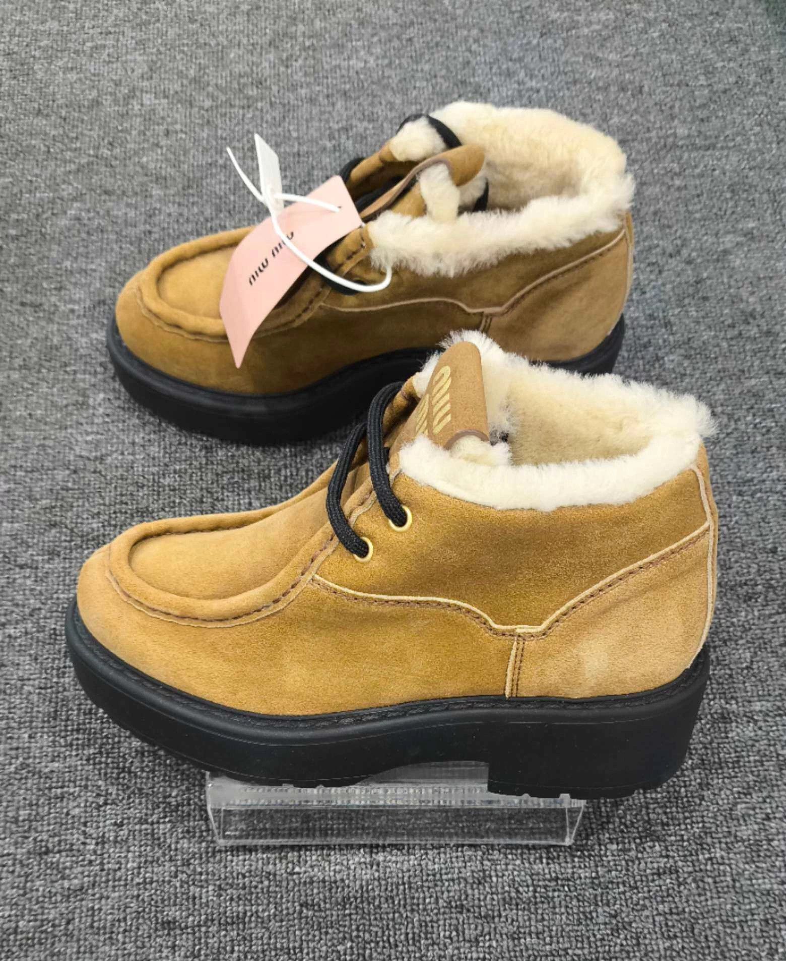 Miu Miu MIU MIU Women's New Camel Suede Short Loafers 37 Size US 6.5 / IT 36.5 - 4 Thumbnail